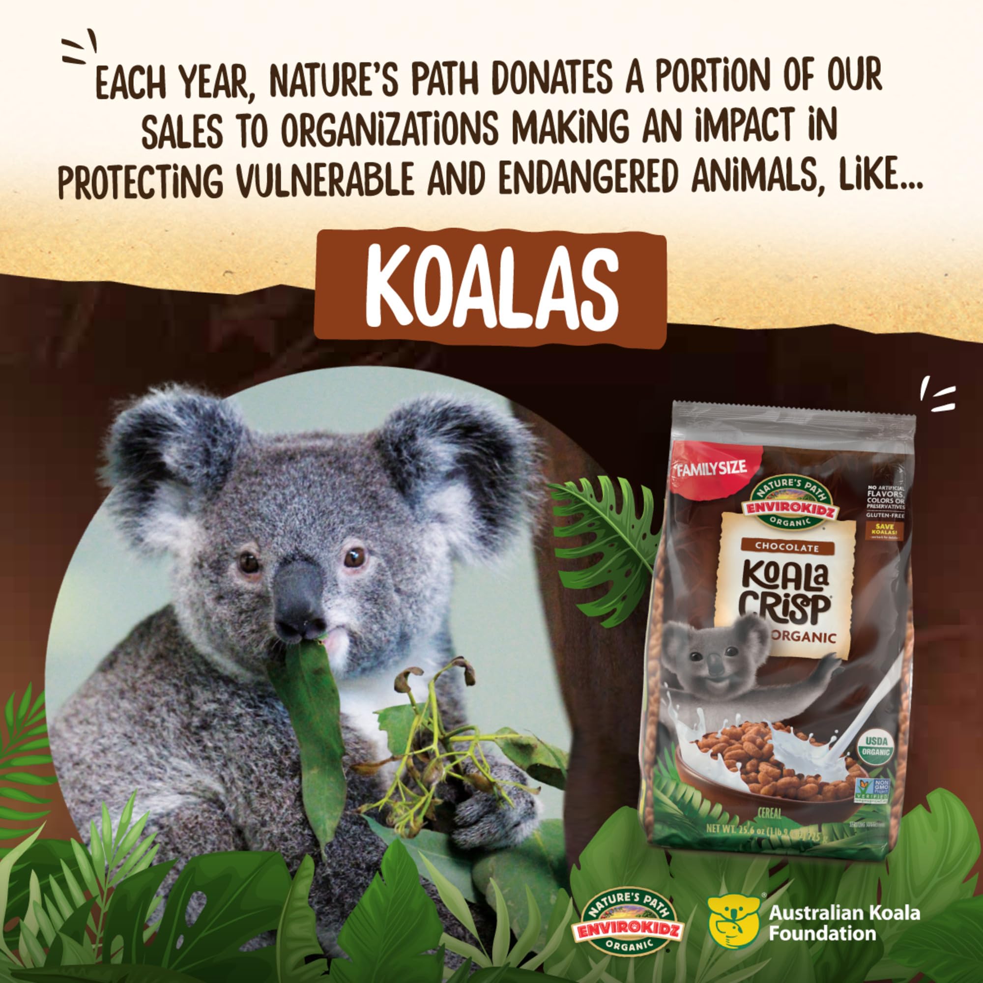 Organic Koala Crisp Cereal by Nature's Path - Gluten Free, Non-GMO, Fair Trade Chocolate Cereal, 15 lb Bulk Pack | Healthy Breakfast for Kids, School Snacks & Family Pantry Staples
