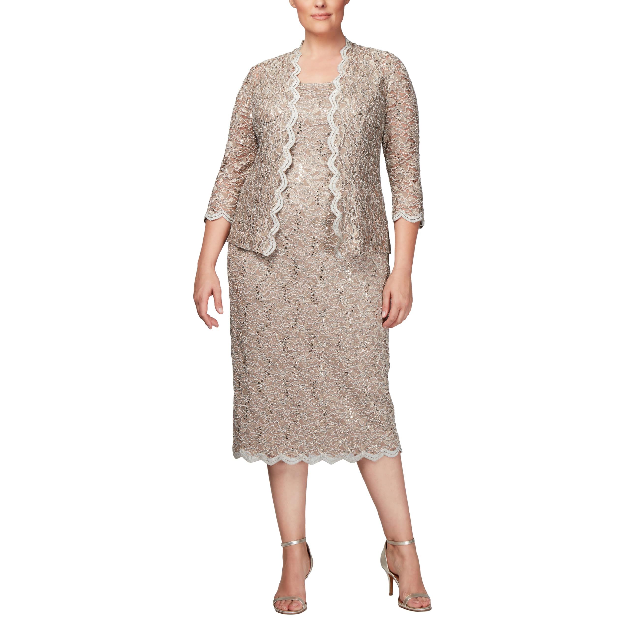 Alex Evenings Women's Plus Size Lace Jacket Dress - Elegant Formal Wear for Weddings, Parties & Special Occasions