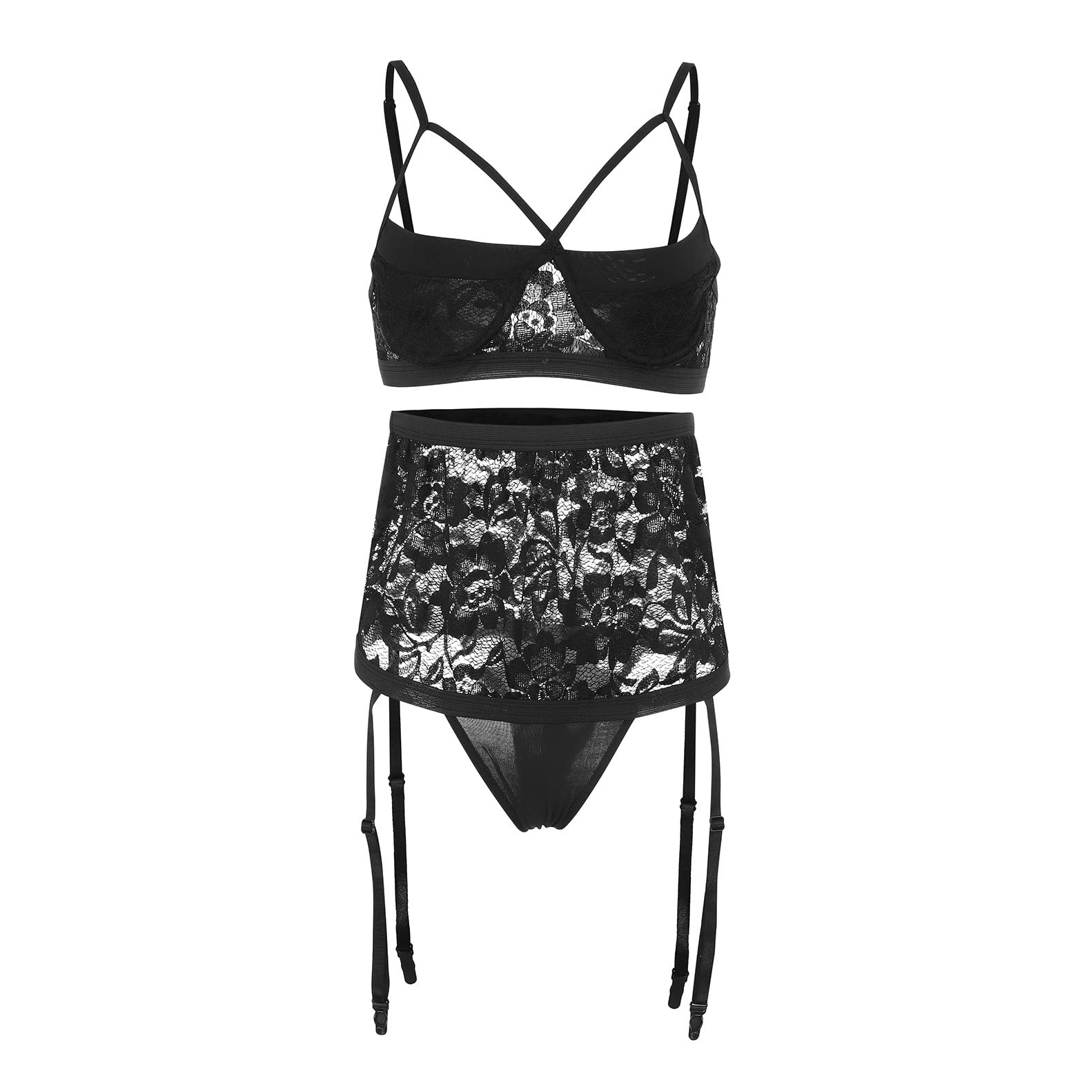 Plus Size Lingerie for Women - Sexy Mesh Teddy Bodysuit Corset with Garter, Black Sleepwear & Underwear | Perfect for Valentine's Day, Boudoir Photography & Romantic Nights