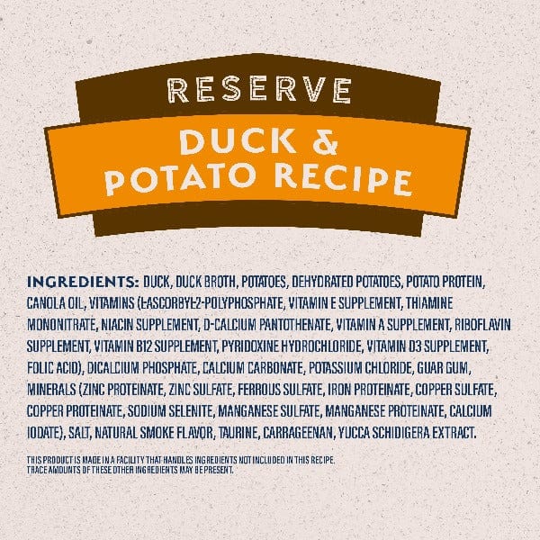 Natural Balance Reserve Limited Ingredient Duck & Potato Recipe Canned Dog Food - Grain-Free, Hypoallergenic Wet Food for Dogs with Sensitive Stomachs - Perfect for Meal Toppers & Digestive Support
