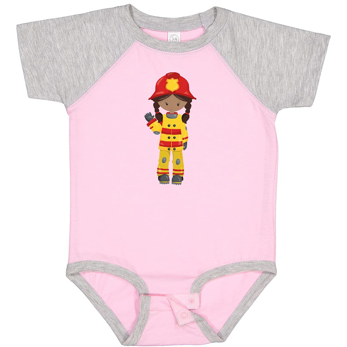 Inktastic African American Girl Firefighter Baby Bodysuit - Cute Fireman Outfit for Toddlers & Infants - Perfect for Fire Station Visits, Career Day & Playtime