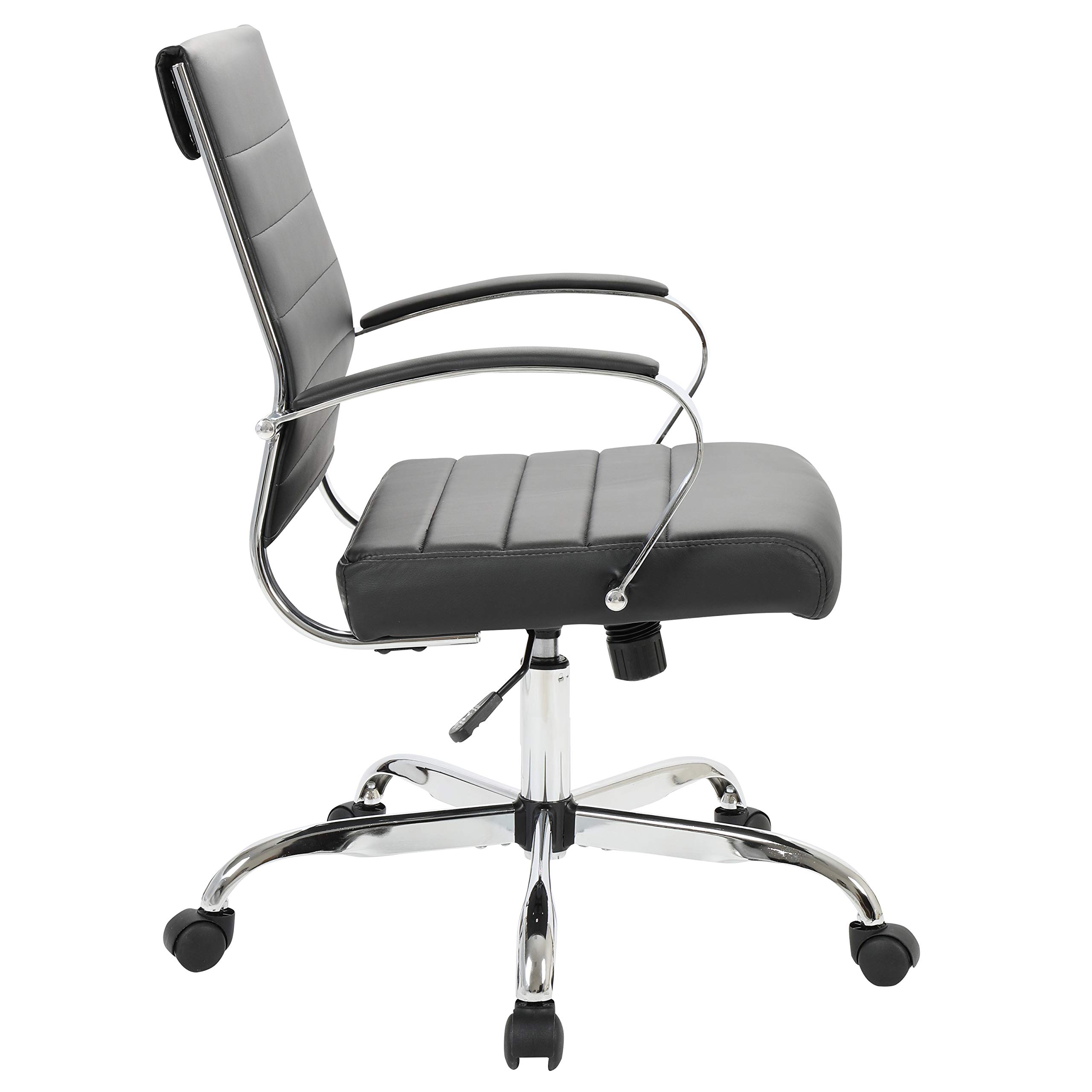 Premium Benmar Black Leather Office Chair - Modern Mid-Back Ergonomic Swivel Chair with Adjustable Height & Lumbar Support | Perfect for Home Office, Gaming & Executive Workspaces