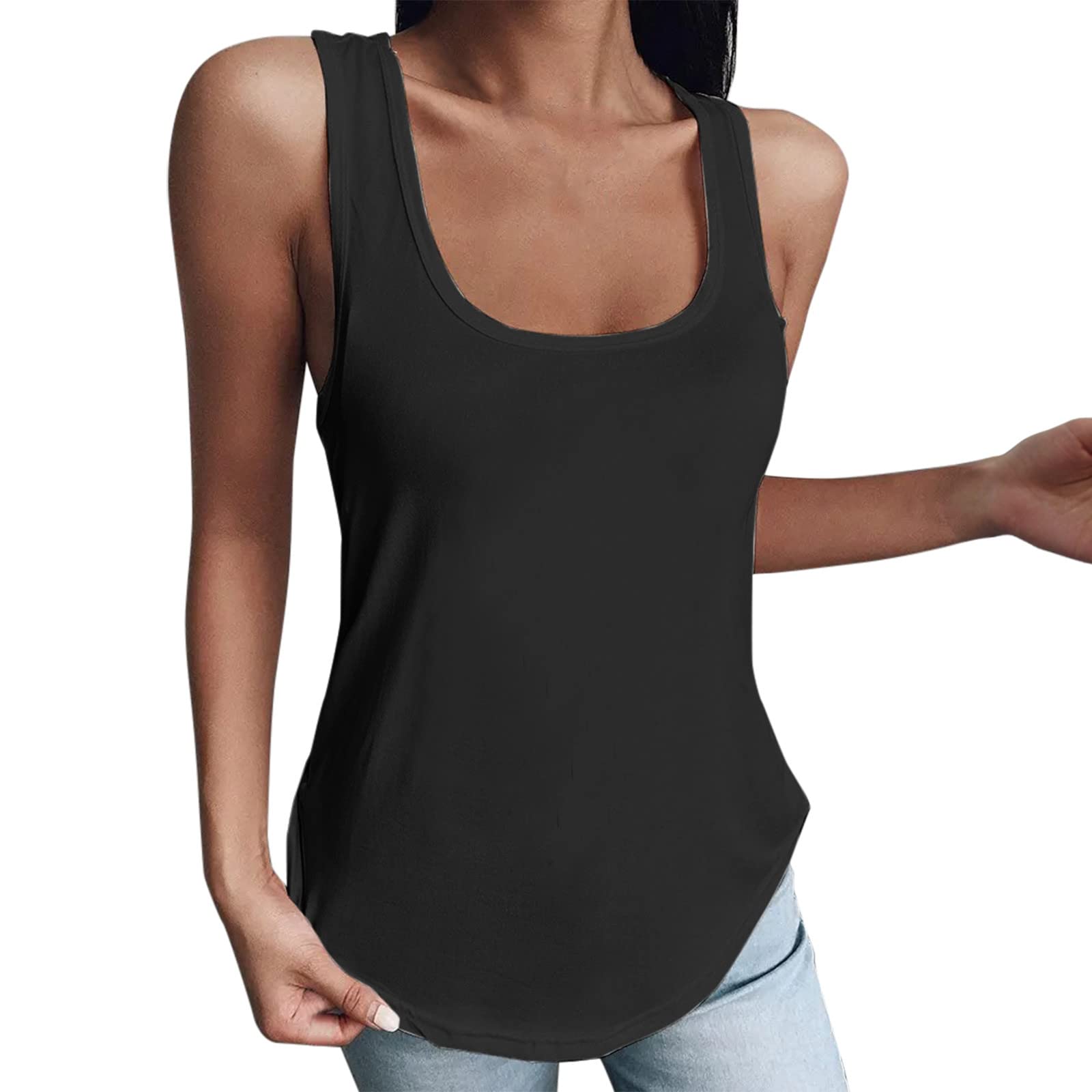 Women's Loose Fitting Casual Sleeveless U-Neck T-Shirt Tops - Breathable Summer Blouse for Daily Wear, Workout, and Beach Outfits