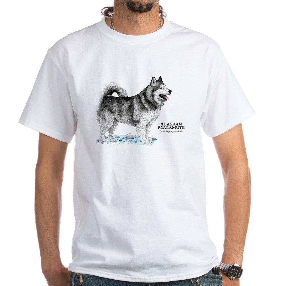 Alaskan Malamute White Cotton T-Shirt - Soft Comfortable Dog Lover Tee for Men & Women - Perfect for Casual Wear, Dog Parks & Pet Owner Gifts