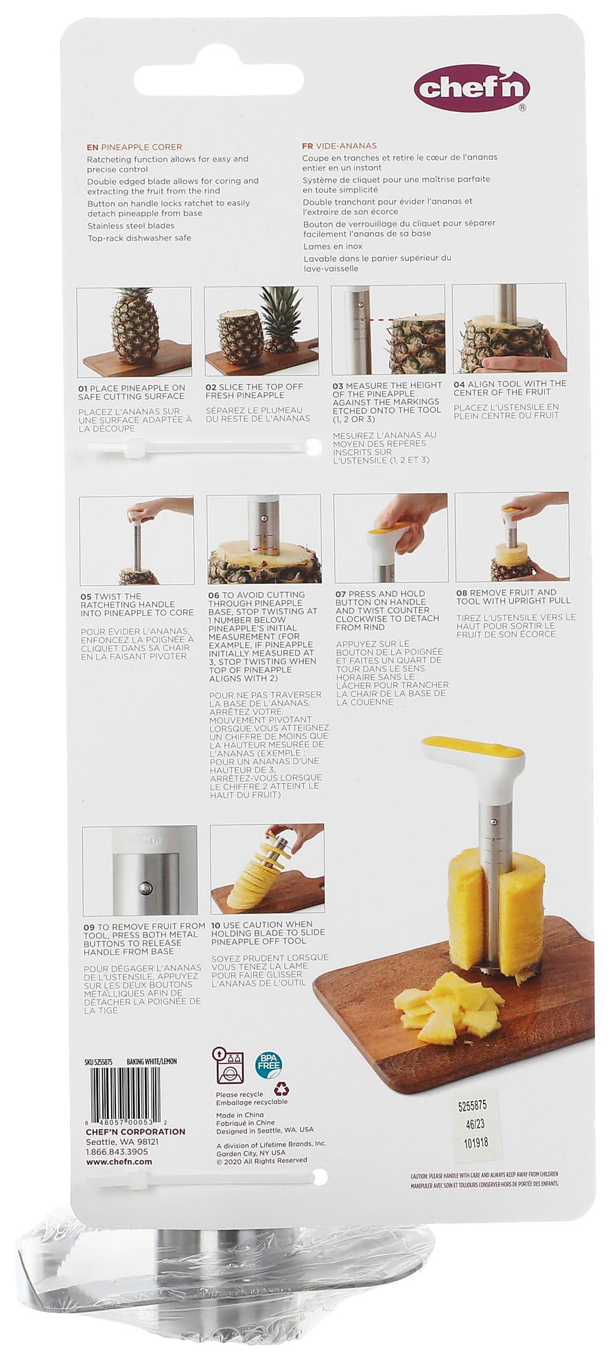 Premium Twist'n Core Pineapple Corer Tool - Stainless Steel Pineapple Slicer & Decorator - Perfect for Fruit Salads, Cocktails & Tropical Party Decor