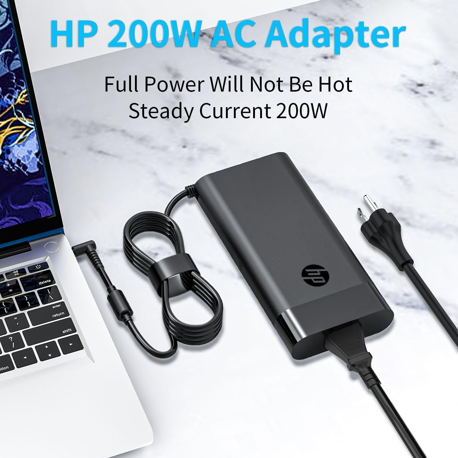 200W AC Power Adapter Charger for HP OMEN 15/16/17, Pavilion G5-G8, ZBook 17 G3-G5 Series - Compatible with L73385-001 ADP-200HB B - Perfect for Gaming, Work & Travel Use
