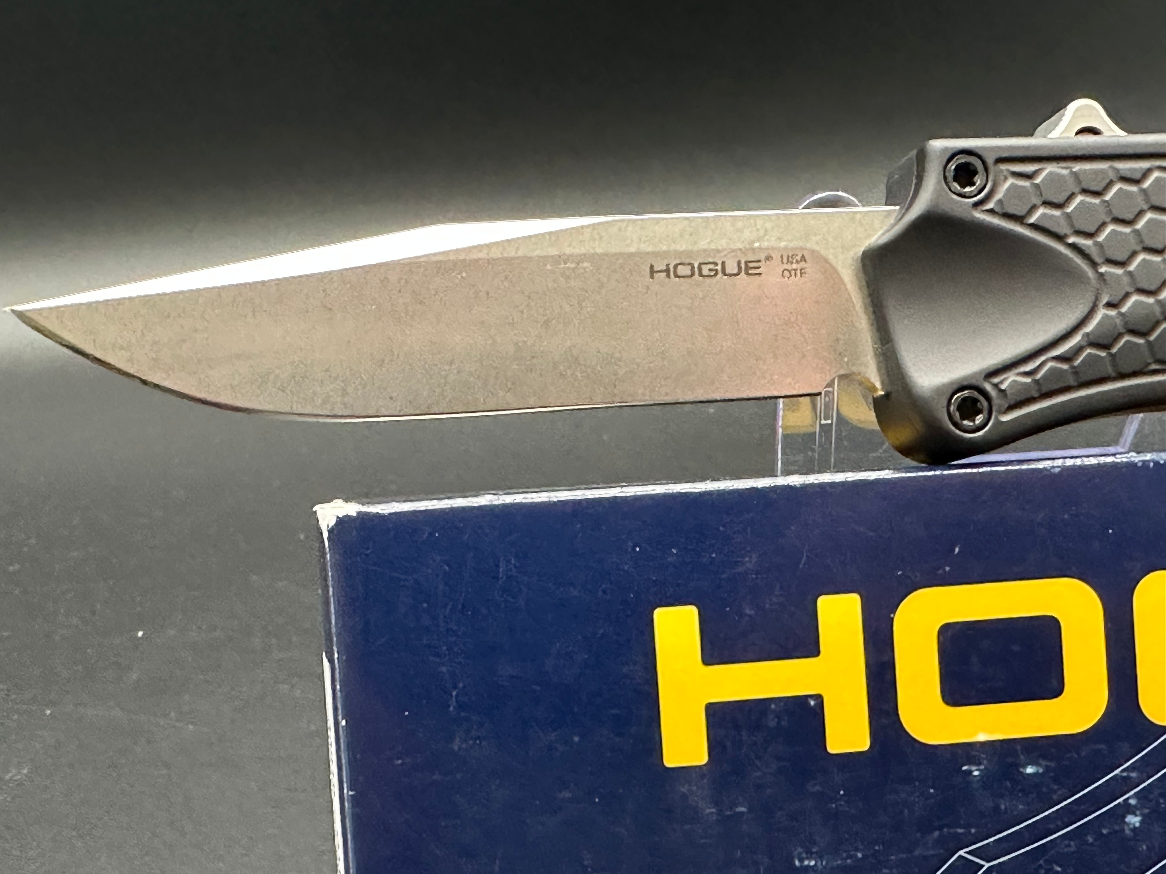 Hogue Exploit OTF Automatic Knife - Black Tactical Folding Knife for Outdoor Camping, Hunting & EDC | Premium Automatic Out The Front Knife