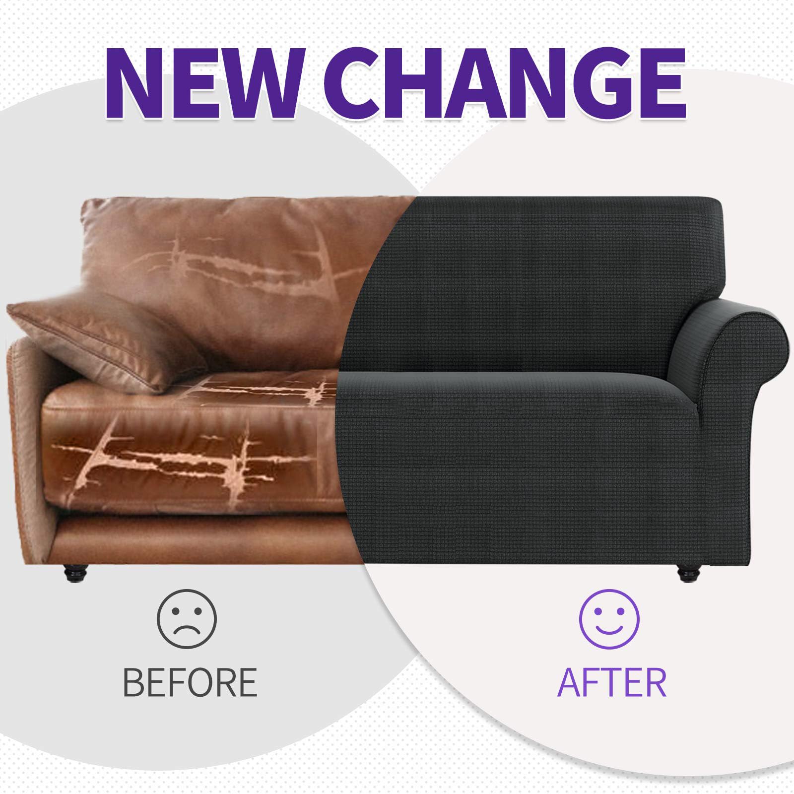 ZNSAYOTX Stretchable Spandex Loveseat Cover - Pet-Friendly, Non-Slip Sofa Slipcover for Furniture Protection (Dark Grey) - Perfect for Living Room, Apartment & Pet Owners