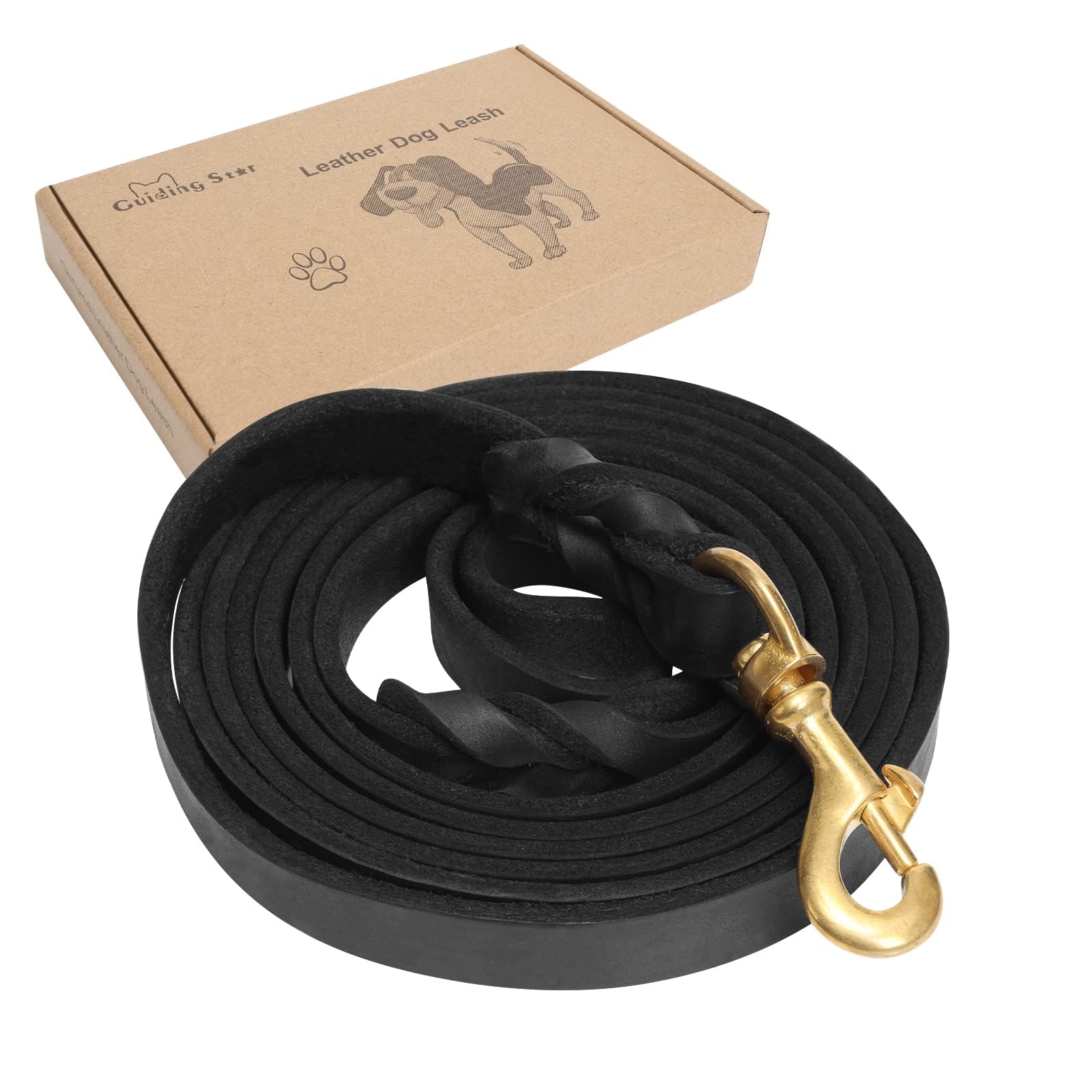 Premium 4ft Heavy Duty Leather Dog Leash for Large & Medium Dogs - Soft Braided Handmade Training Leash (4ft x 3/4inch, Black) | Durable Walking & Outdoor Adventure Companion for Active Pets