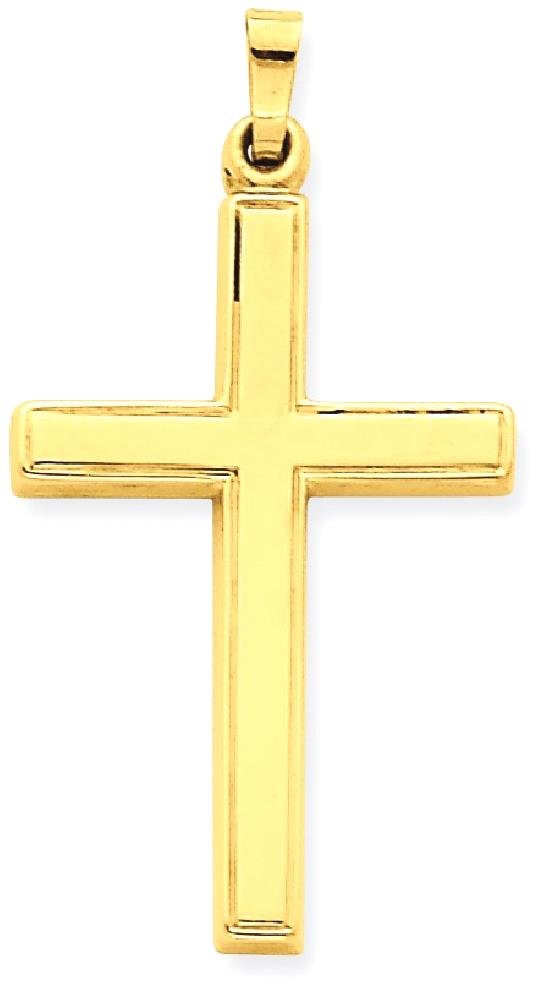 14K Solid Yellow Gold Latin Mexican Holy Cross Necklace - Religious Jesus Christ Pendant Charm for Women & Men - Perfect for Baptism, First Communion, Confirmation & Everyday Faith Jewelry
