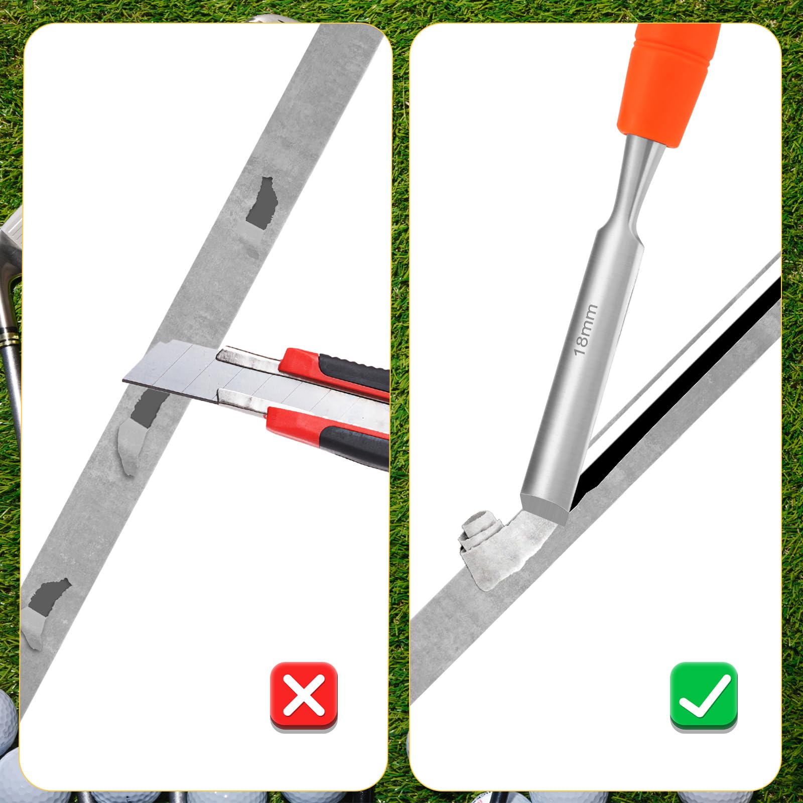 7.87 Inch Steel Alloy Golf Grip Tape Remover Tool - Efficient Golf Handle Grip Stripper for Easy Cleaning and Repairing, Perfect Golf Gift Kit for Men (Orange) - Ideal for Home Practice and Club Maintenance