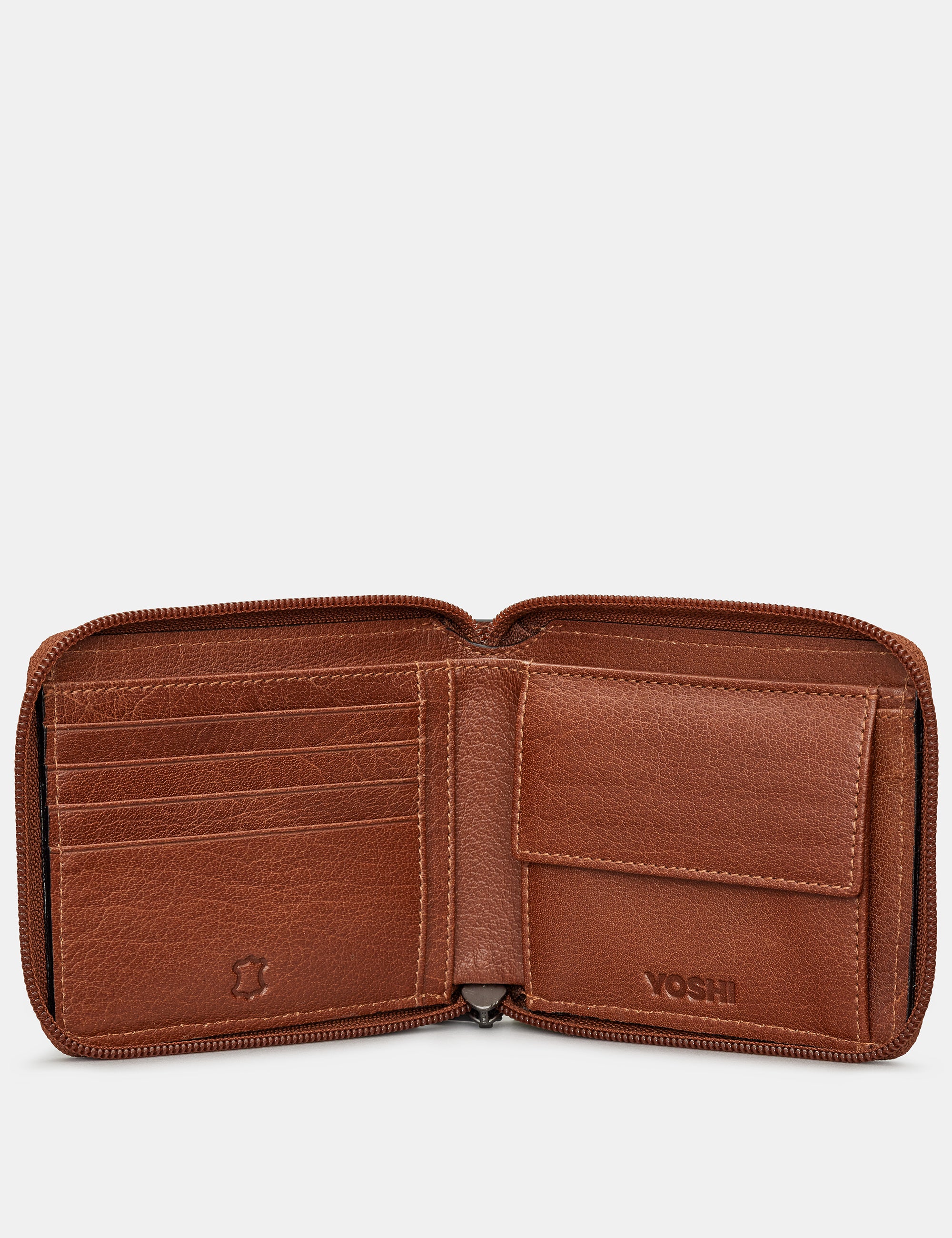 Premium Brown Leather Zip Around Wallet for Men - Stylish & Secure RFID Blocking Bifold Wallet for Everyday Use, Travel & Business