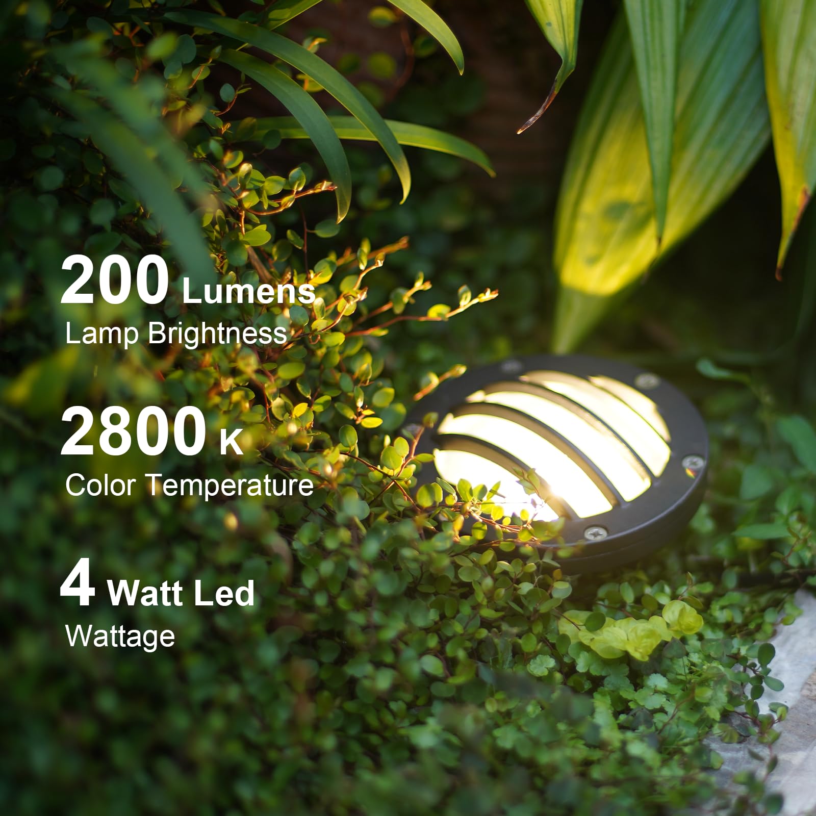 GOODSMANN 8-Pack Low Voltage LED Landscape Well Lights - 4W 200LM 2800K Warm White In-Ground Lighting with Cable Connectors for Garden, Pathway, and Yard Illumination