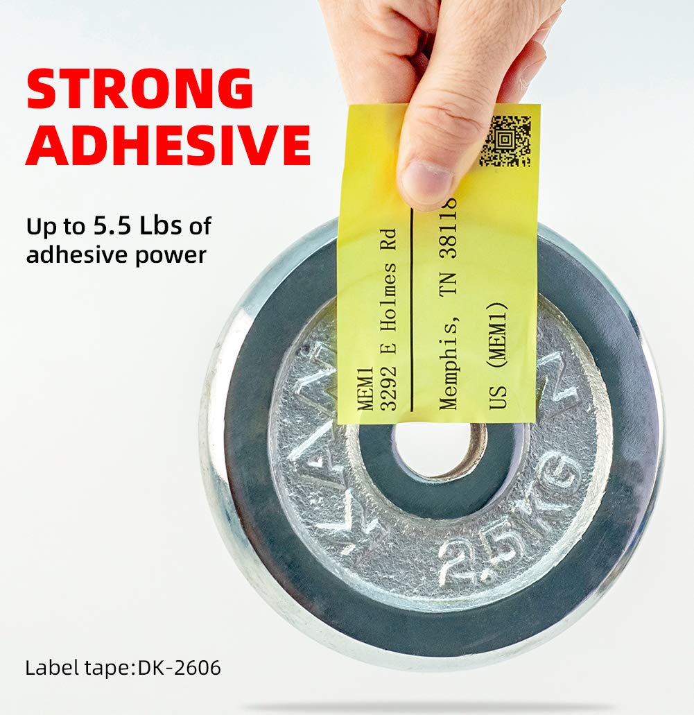 Orison DK-2606 Continuous Length Film Tape - 6 Rolls of Yellow Labels 2.4