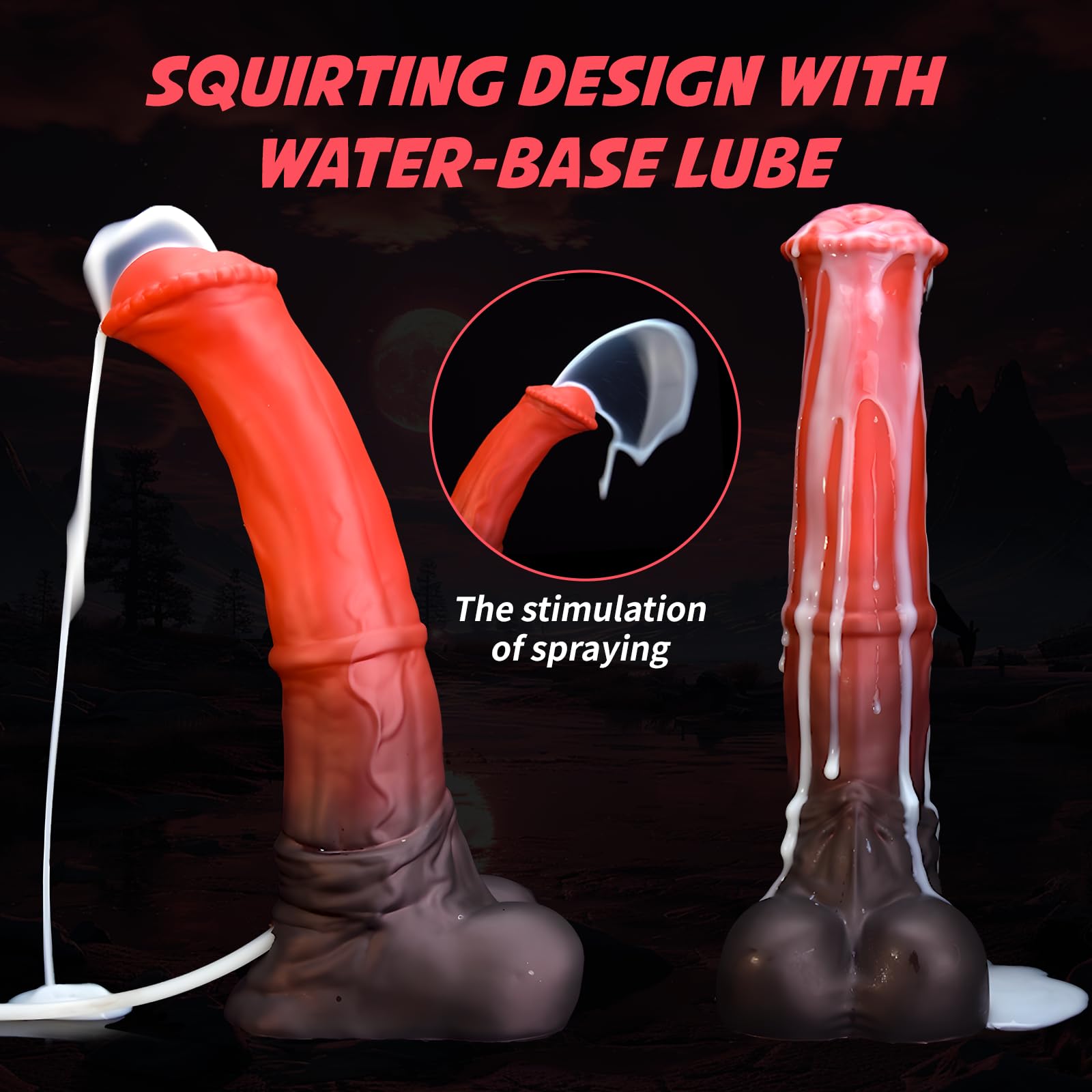 Nothosaur CONOLA with Cum Tube - 8.1 Inch Long x 1.7 Inch Wide HORESEⅡ Silicone Dildo Anal Plug for Adults | Unique Design, Strong Suction Cup, Mixed Colors | Perfect for Solo Play, Couples, and BDSM Scenes