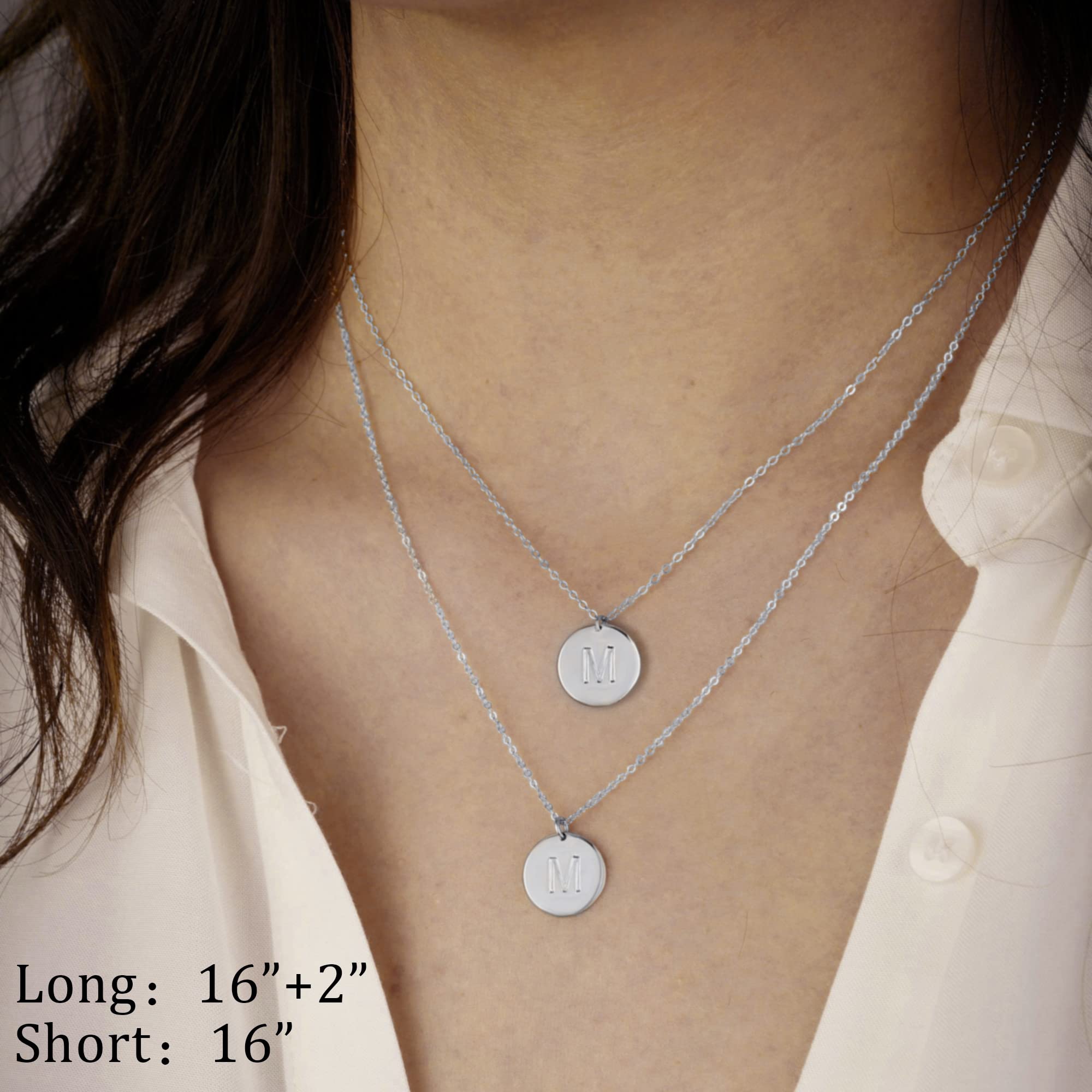 Personalized Initial Necklace for Women & Girls - Gold, Silver, Rose Gold Double-Sided Engraved Hammered Coin Pendant, Easter Gift for Teen Girls, Layered Jewelry for Everyday Wear & Special Occasions