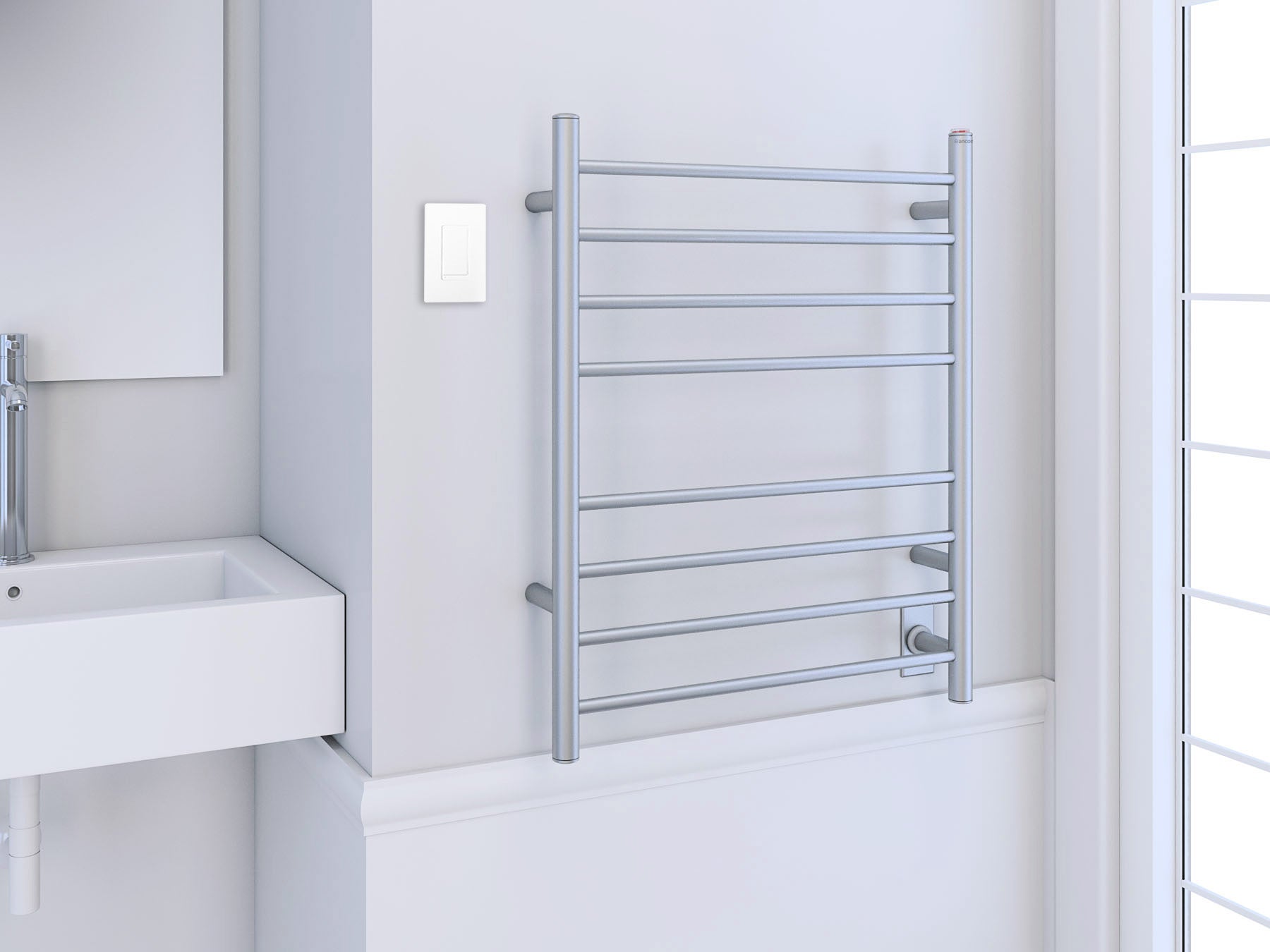 Ancona Prestige Dual 8 Bar Hardwired & Plug-in Bathroom Towel Warmer - Brushed Stainless Steel with WiFi Timer - Perfect for Spa, Luxury Hotels & Modern Home Bathrooms