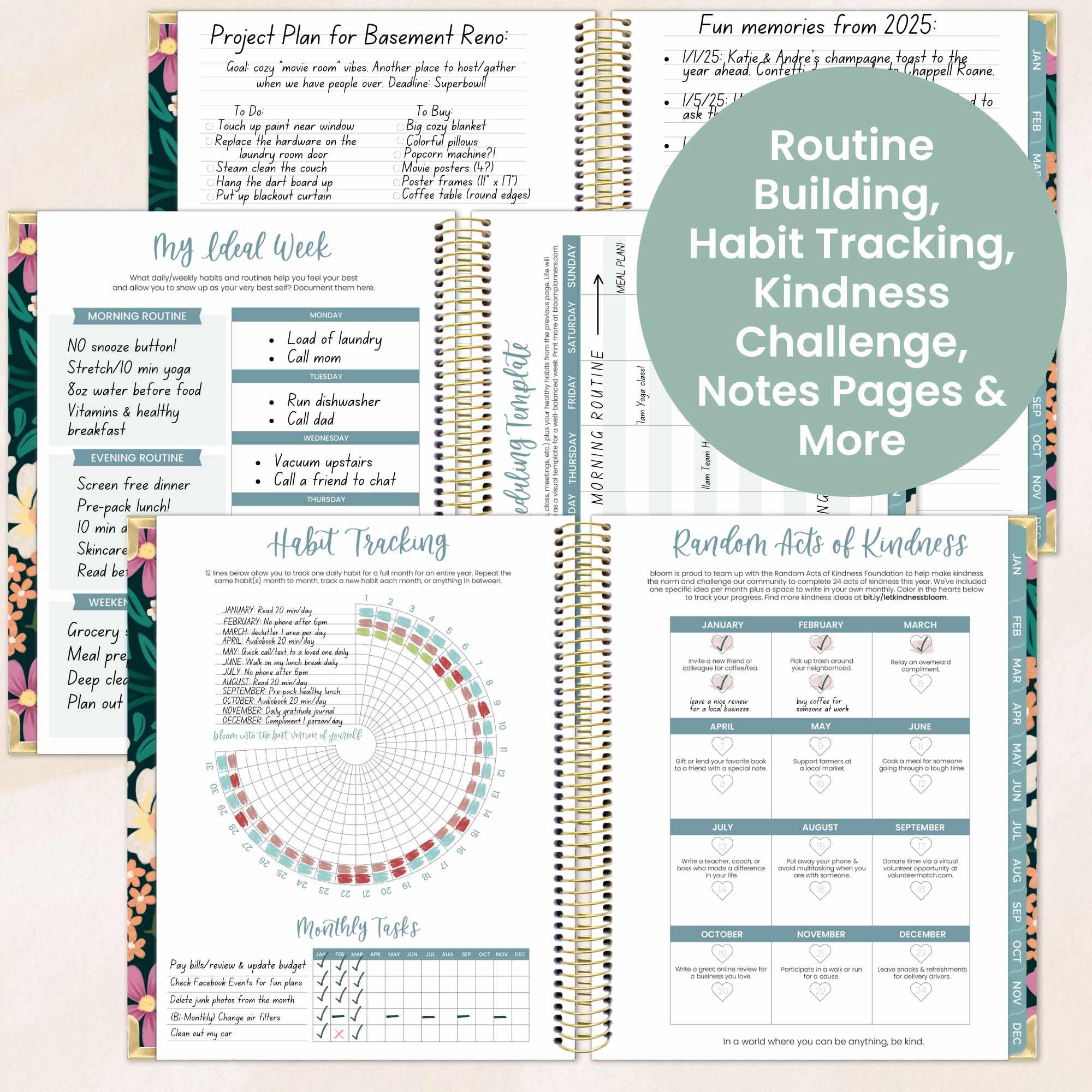 Bloom Daily Planners 2025 - Hardcover Goal & Vision Planner with Monthly/Weekly Views (Jan-Dec 2025) - 7.5
