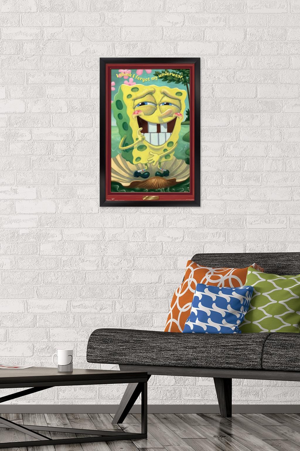 Trends International Nickelodeon SpongeBob SquarePants Underwear Wall Poster - 14.725 x 22.375 Inches, Black Framed Version - Perfect for Kids' Room Decor, Teen Bedroom, and Cartoon Lovers