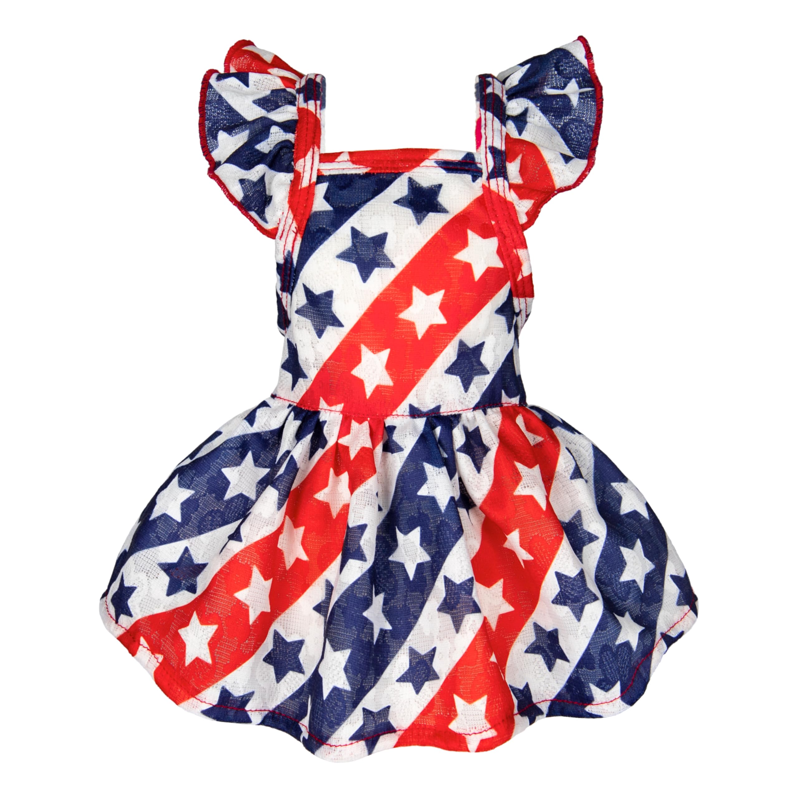Fitwarm Patriotic Stars Dog Dress for Small Dogs - Red, White & Blue Ruffled Princess Outfit for July 4th & National Holidays | Perfect for Independence Day Parades, Pet Costume Parties & Photo Shoots