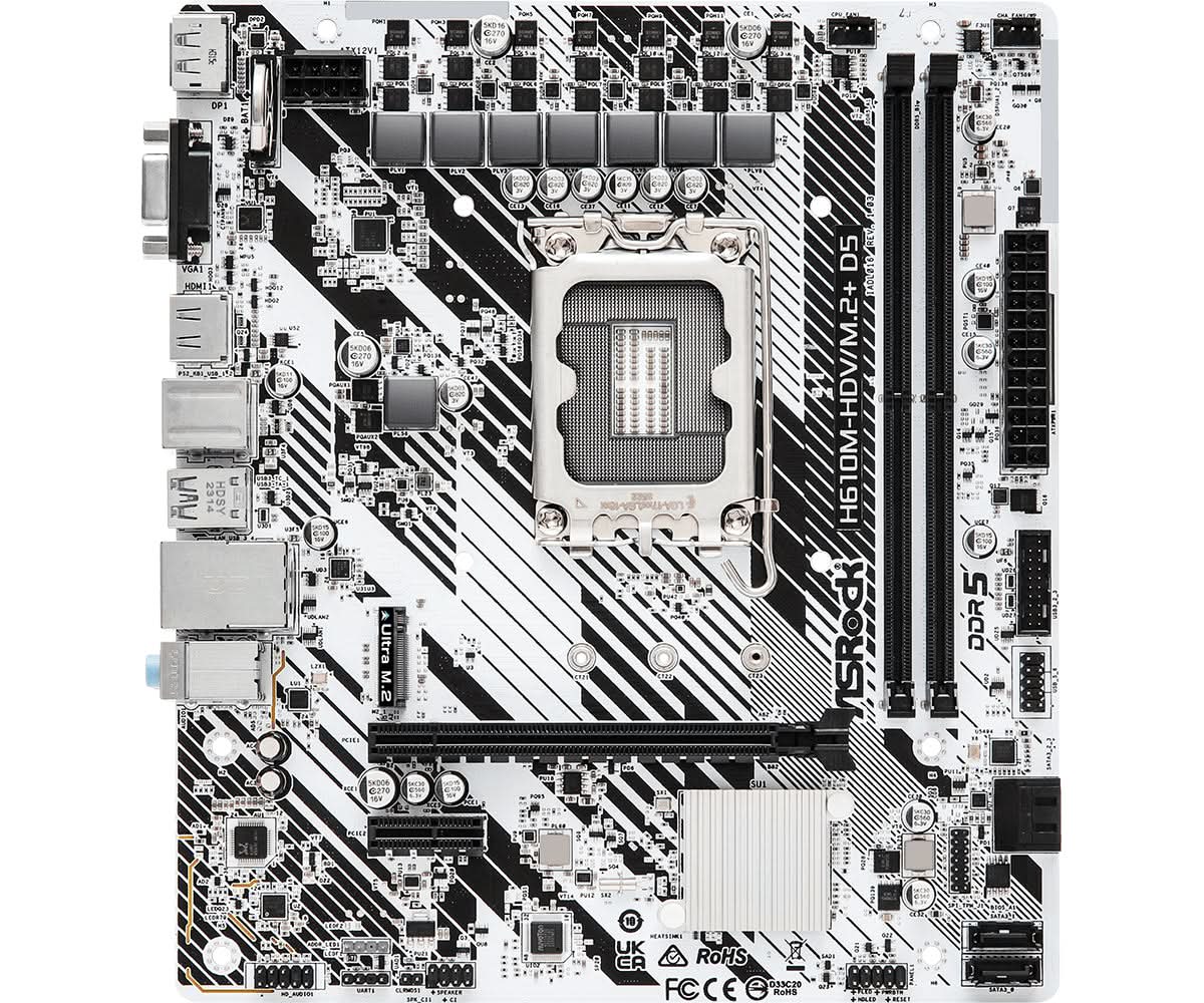 ASRock H610M-HDV/M.2+ DDR5 Intel H610 LGA 1700 Micro ATX Motherboard for Gaming PC, Home Office & DIY Builds