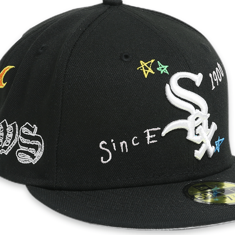 Chicago White Sox Scribble Black 59FIFTY Fitted Hat for Men - Official MLB Baseball Cap for Games, Streetwear & Sports Fashion