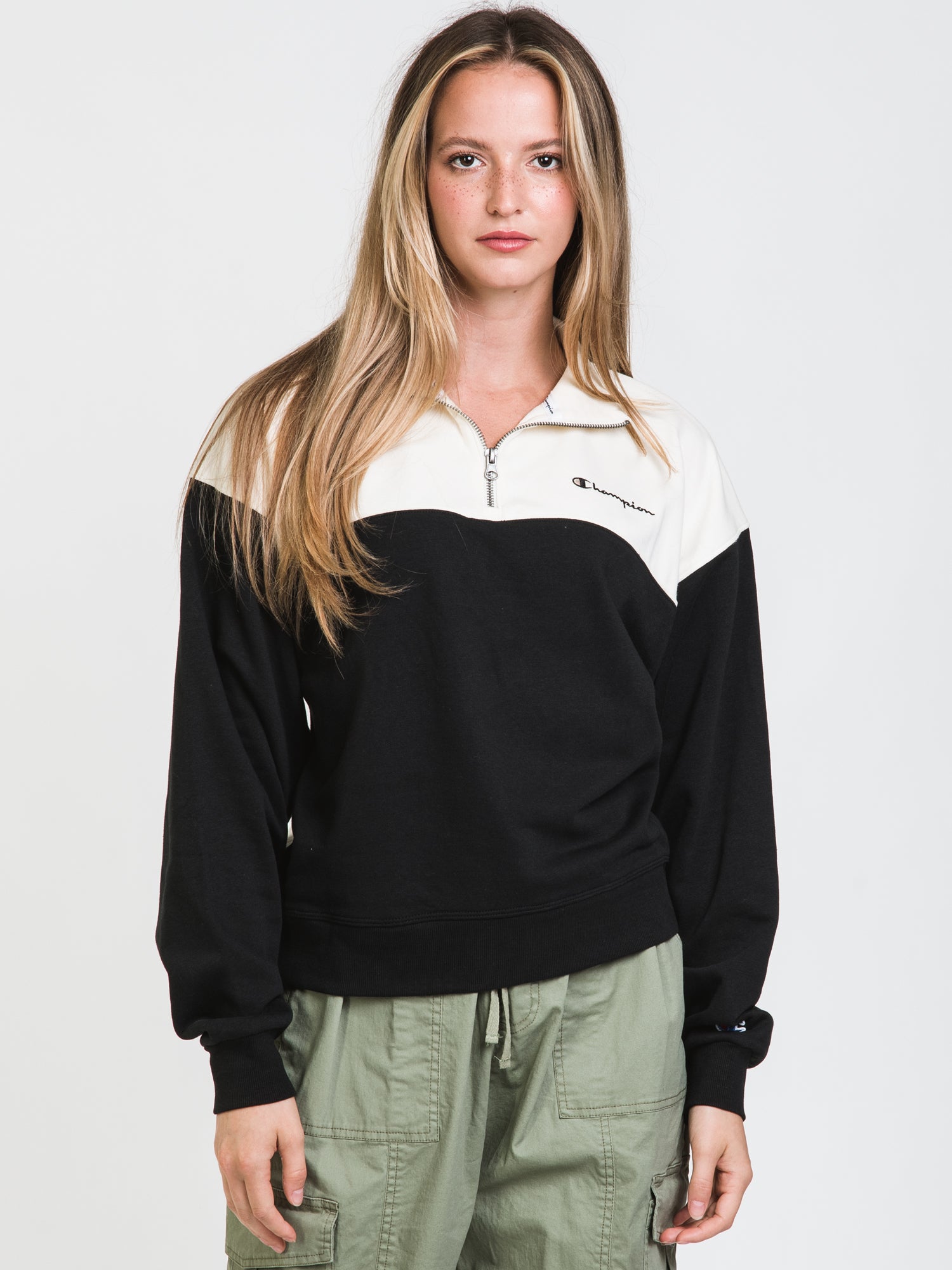 Champion French Terry 1/2 Zip Script Mockneck Pullover Sweatshirt - Men's Casual Loungewear for Gym, Workout & Street Style