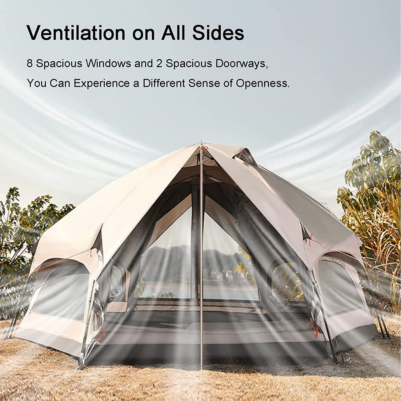 Premium 4-Season Waterproof Glamping Tent for 6-8 People - Luxury Outdoor Yurt with Cotton Canvas for Camping, Festivals & Backyard Glamping - Perfect for Family Adventures & Music Events