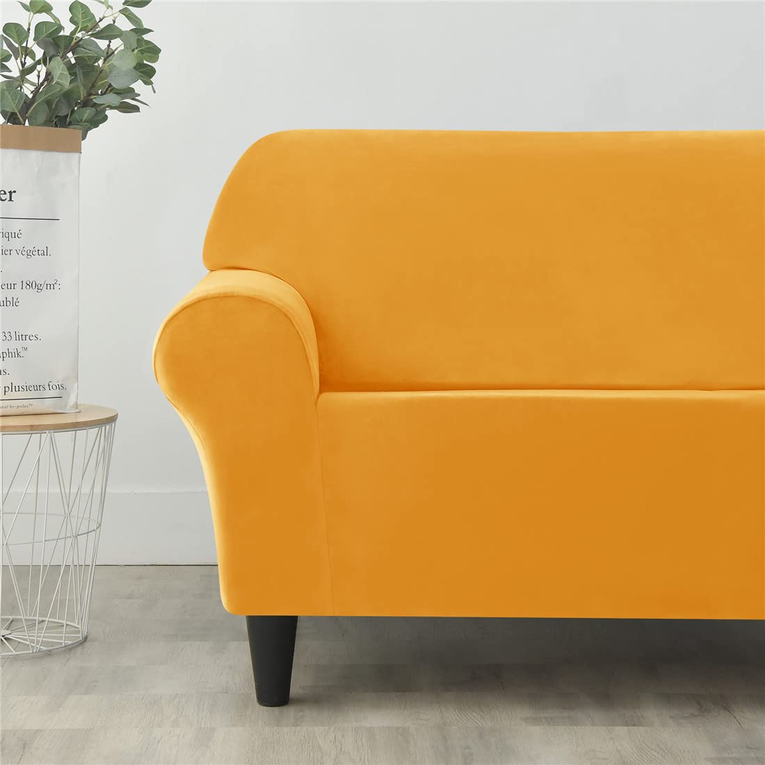 Velvet Stretch Sofa Slipcover for 3-Cushion Couch - 1-Piece Elastic Furniture Protector Cover, Machine Washable - Perfect for Living Room, Apartment & Pet-Friendly Homes