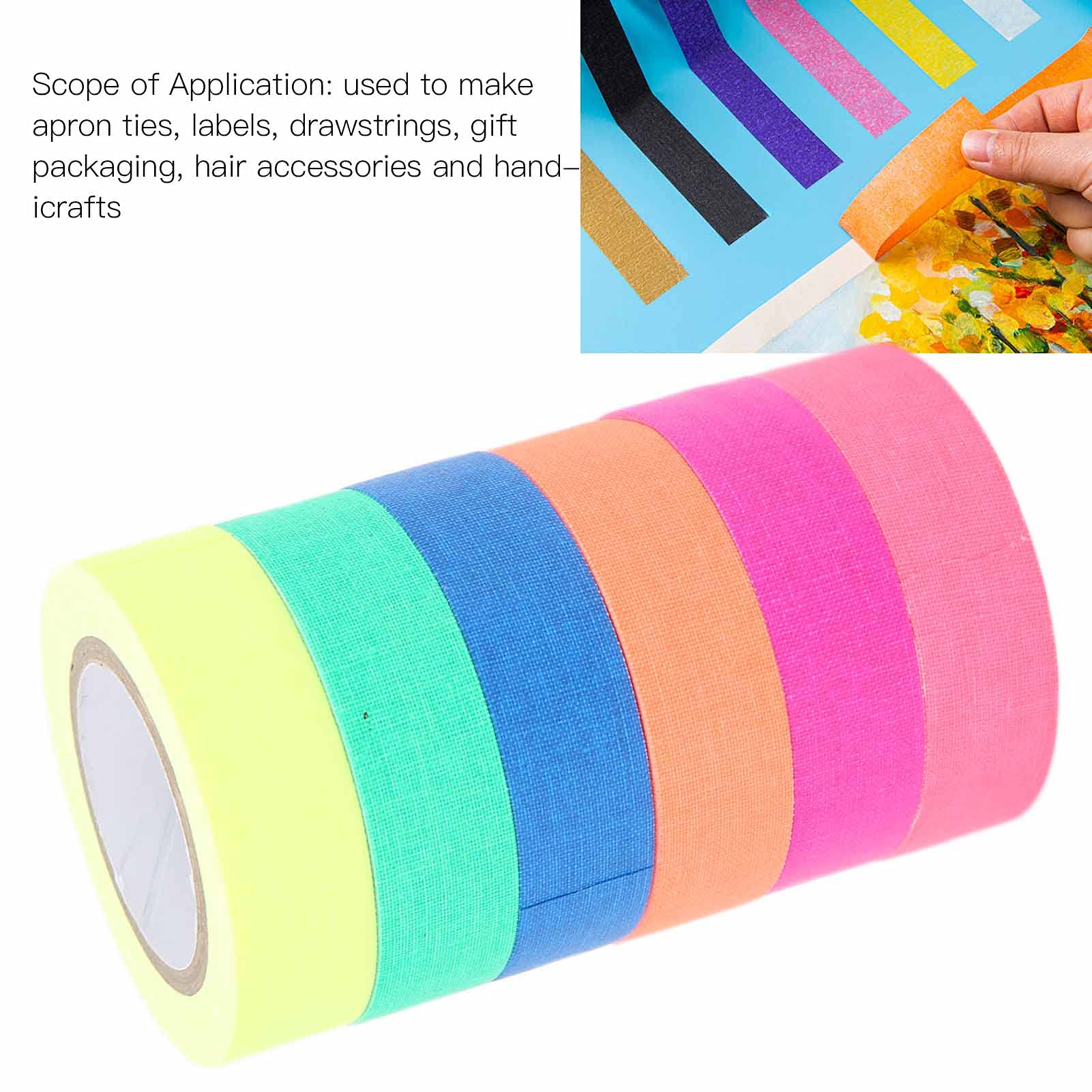 6Pcs Mixed Color Cotton Ribbon Bias Tape - 1/2 Inch Folded Bias Binding for Sewing, Quilting & DIY Crafts - Perfect for Gift Wrapping, Masking & Fabric Edging - High Quality Cotton Tape for Professional & Home Use