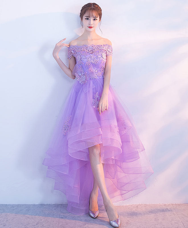 Elegant Purple Tulle Lace Applique Prom Dress | Formal Homecoming Gown for Women | Perfect for Dances, Parties & Special Occasions