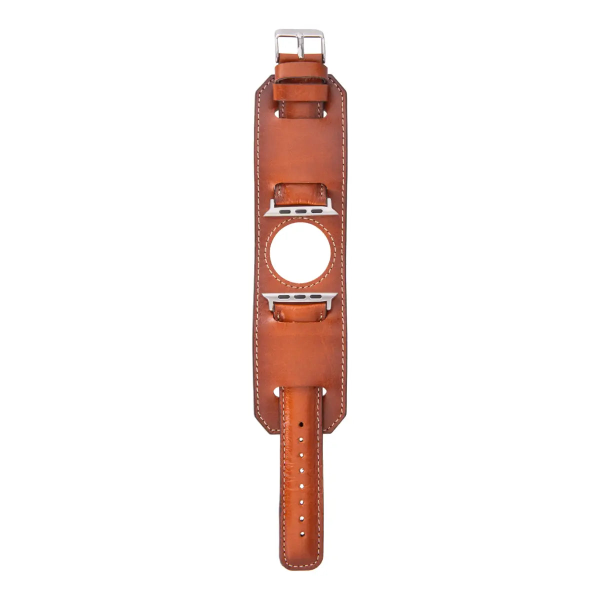 Burnished Tan Leather Apple Watch Band - Premium Genuine Leather Cuff Strap for Apple Watch Series 9/8/7/6/SE/5/4/3/2/1 - Stylish & Comfortable for Work, Travel & Everyday Wear