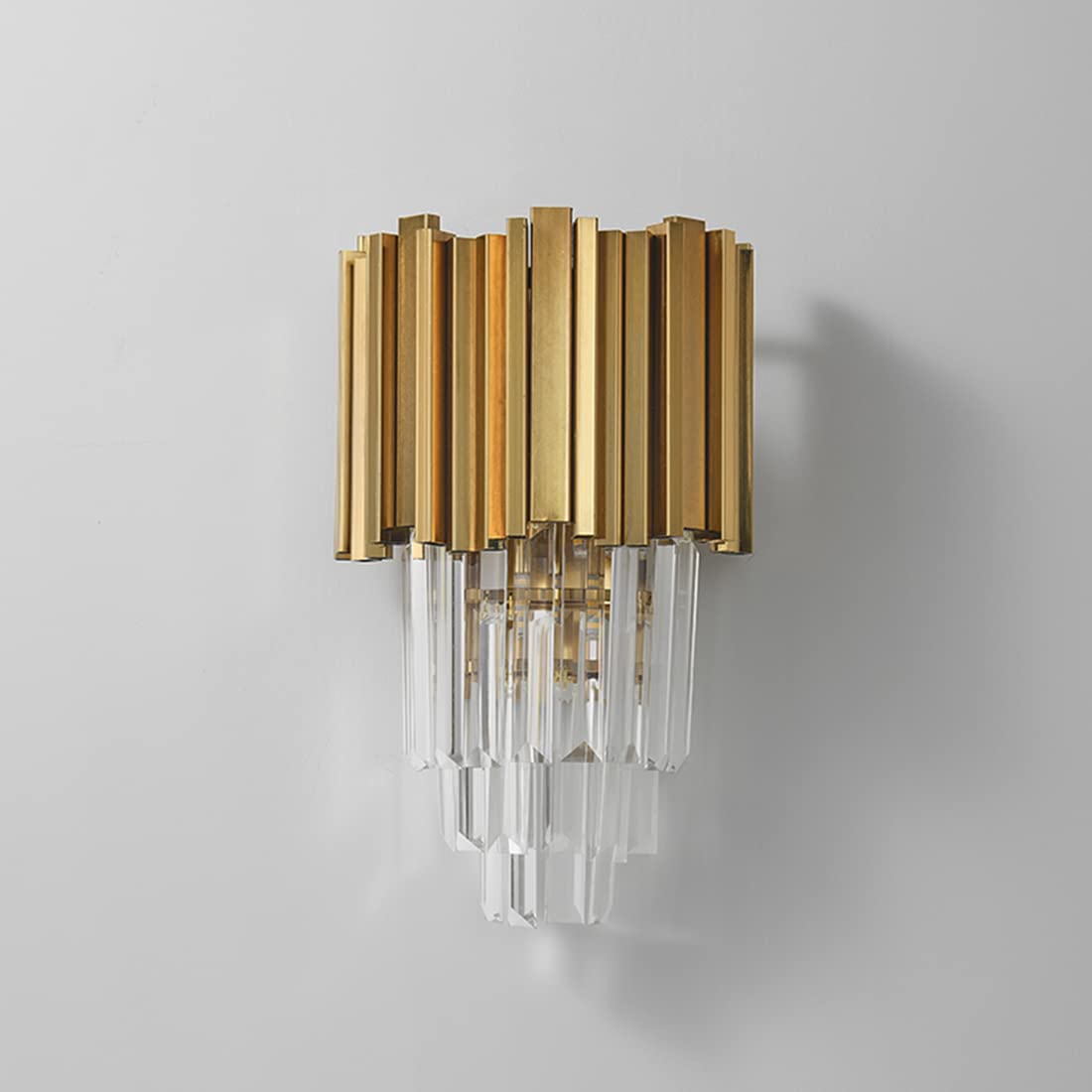 Crystal Wall Sconces Set of 2 - Gold Modern Wall Light Fixtures with Elegant Crystal Accents for Bedroom, Living Room, Hallway & Dining Room | Indoor Wall Mount Lighting for Home Decor & Ambient Illumination