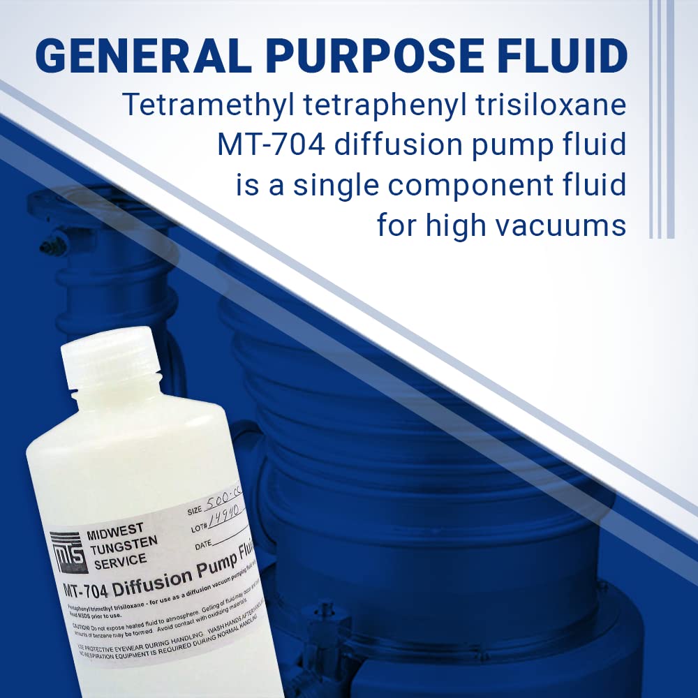 Midwest Tungsten High Vacuum Diffusion Pump Oil - 500cc, Hydrolysis & Oxidation Resistant, Dow Corning Equivalent (MT-704) | Free MSDS Sheet | Ideal for Laboratory, Semiconductor & Vacuum System Applications
