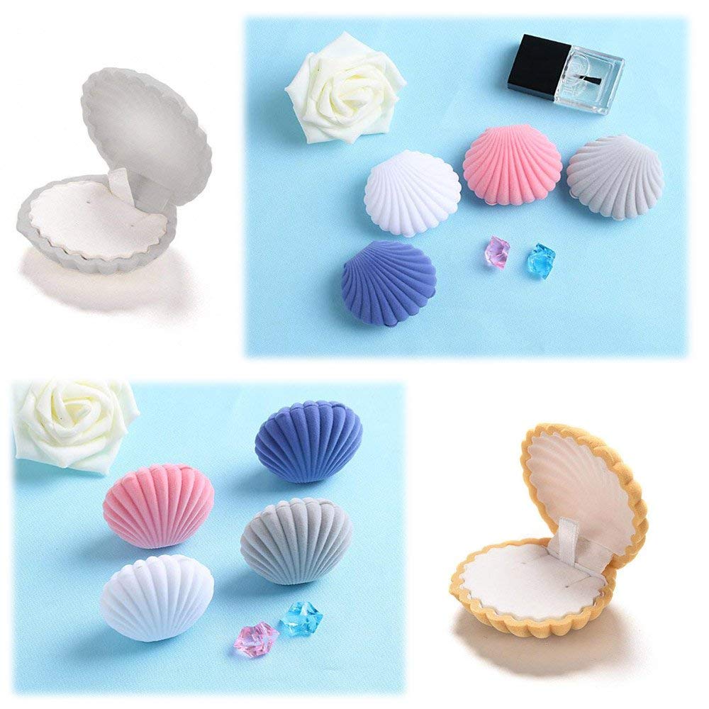 Ximimark 5Pcs Velvet Jewelry Box Set - Elegant Shell Design for Earrings, Rings & Necklaces (5 Colors) - Perfect Gift for Birthdays, Anniversaries & Wedding Jewelry Storage