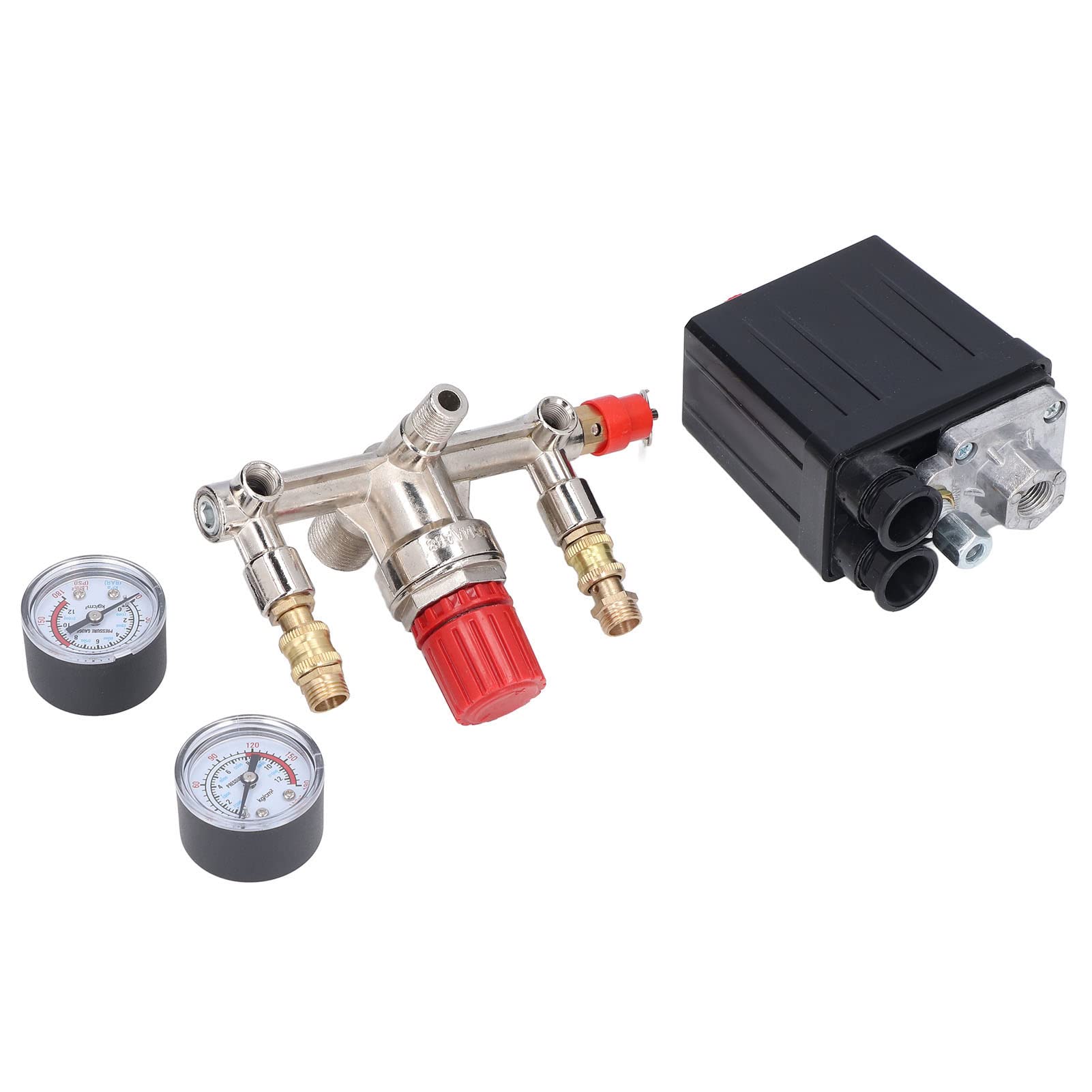 Air Compressor Pressure Valve Kit - Heavy Duty Automatic Load/Unload Pressure Control Switch with Gauge for Air Pumps | Perfect for Industrial, Automotive & Home Workshop Use