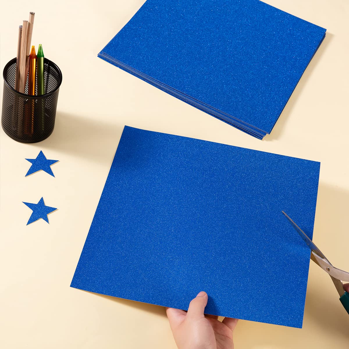 12-Pack 12x12 Inch Glitter Cardstock Paper - Premium Thick Blank DIY Scrapbooking Paper for Birthday Cards, Wedding Invitations, Graduation Party Decorations (Blue) | Perfect for Crafting, Scrapbooking & Handmade Greeting Cards