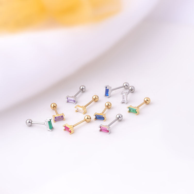 20G Emerald Conch Stud Forward Helix Piercing Earrings - Hypoallergenic Surgical Steel Jewelry for Cartilage & Helix - Perfect for Everyday Wear & Special Occasions