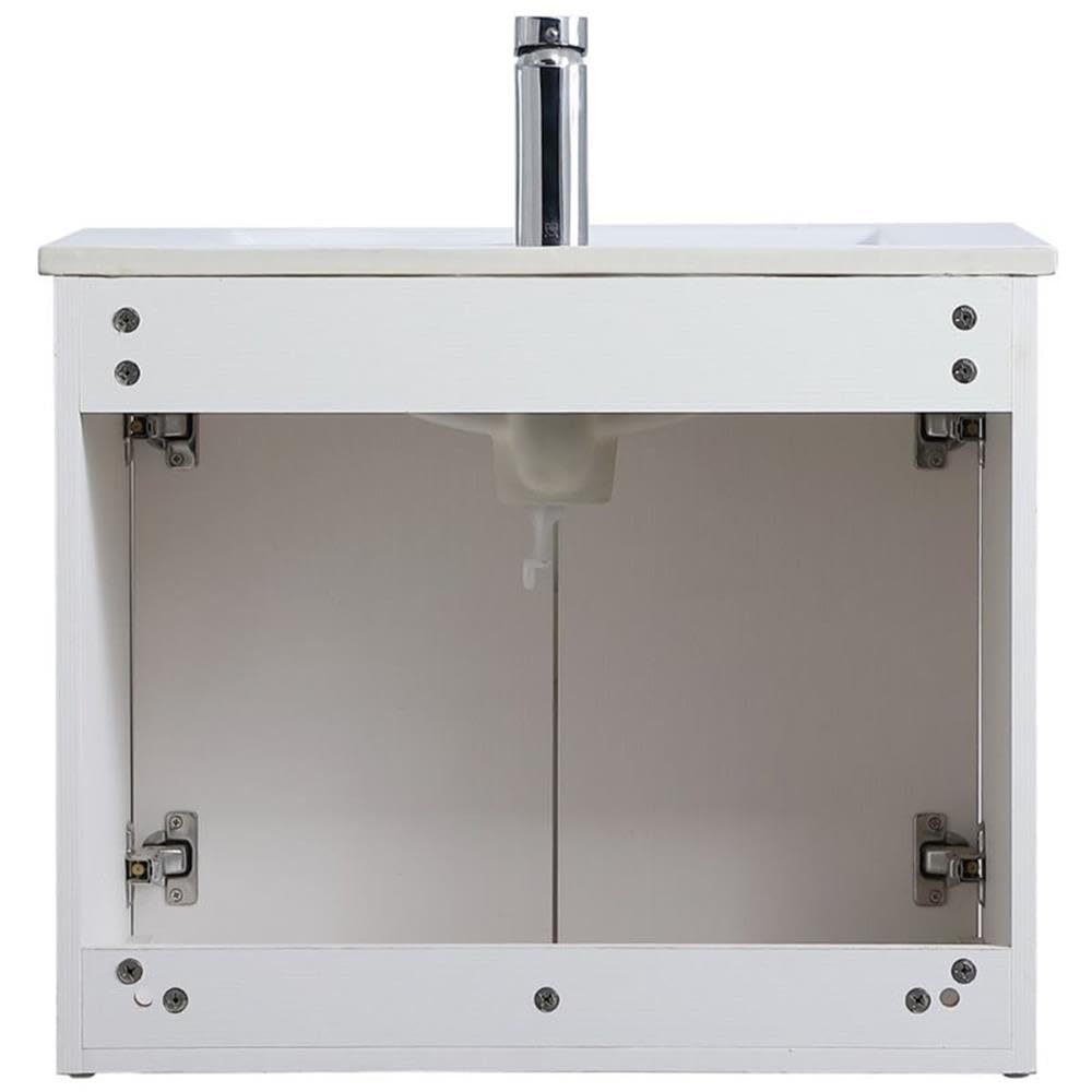 Rasina 24 Inch White Single Porcelain Top Floating Bathroom Vanity - Modern Space-Saving Design for Small Bathrooms & Powder Rooms