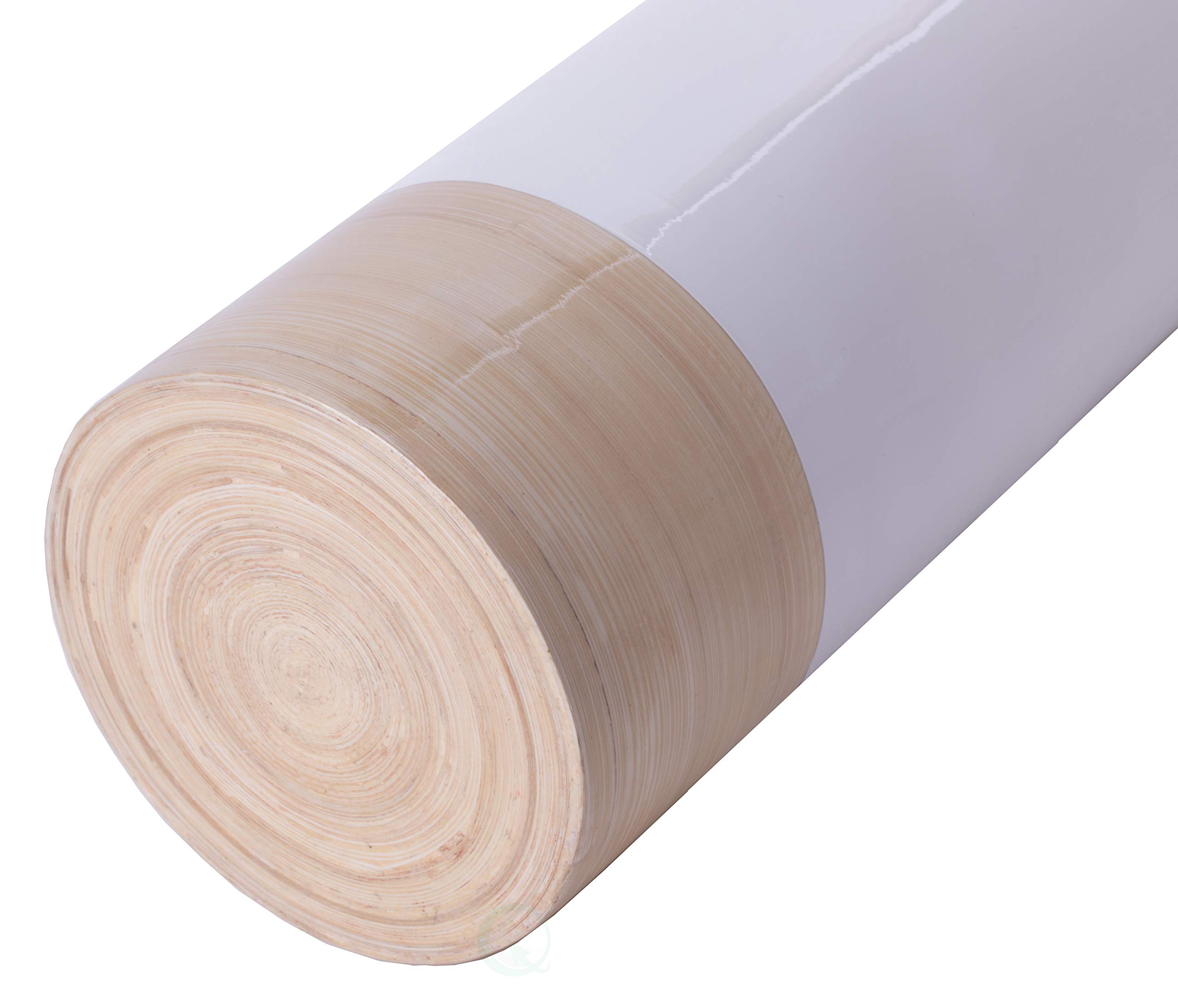 Elegant Black or White Tall Cylinder Bamboo Floor Vases - Glossy Lacquer & Natural Bamboo Finish - 31