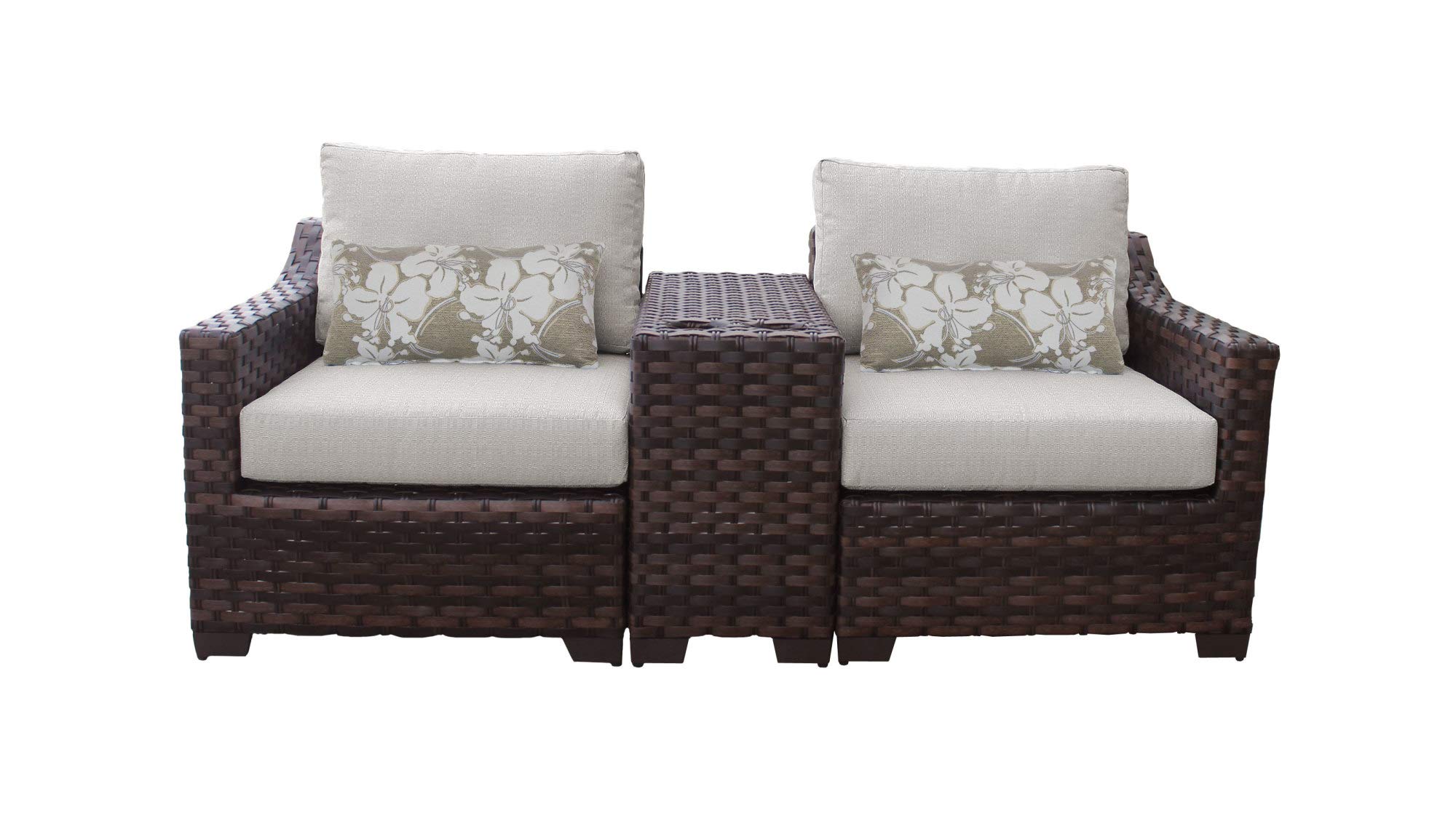 TK Classics Kathy Ireland River Brook 3-Piece Outdoor Wicker Patio Furniture Set in Ash - Perfect for Garden, Poolside & Backyard Relaxation