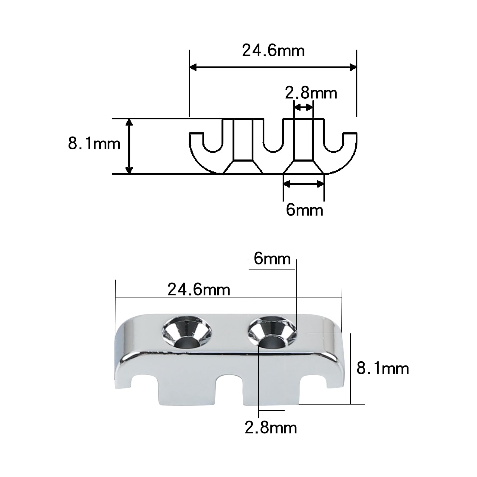 Chrome Bass String Retainer for Electric Bass Guitar - 3-String Guitar Parts with Mounting Screws - Perfect for String Tension Control & Guitar Maintenance
