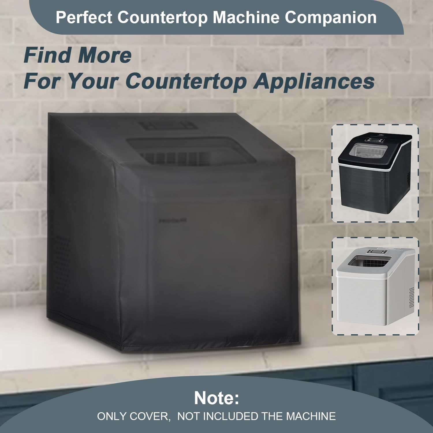 Universal Waterproof Ice Maker Cover - Fits Rice Cooker, Bread Machine & Countertop Appliances for Home, Garage & Office Use - Durable Black Appliance Protector (Great for Kitchen, Workshop & Office Organization)
