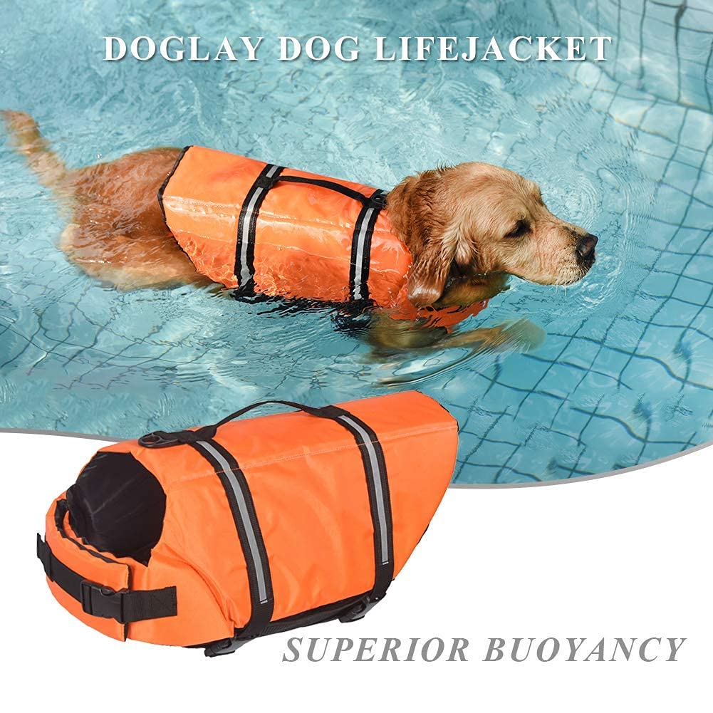 Doglay Adjustable Dog Life Jacket - Reflective Buoyancy Vest for Swimming & Boating | Small/Medium/Large Dog Safety Gear for Pools, Lakes & Beach Outings