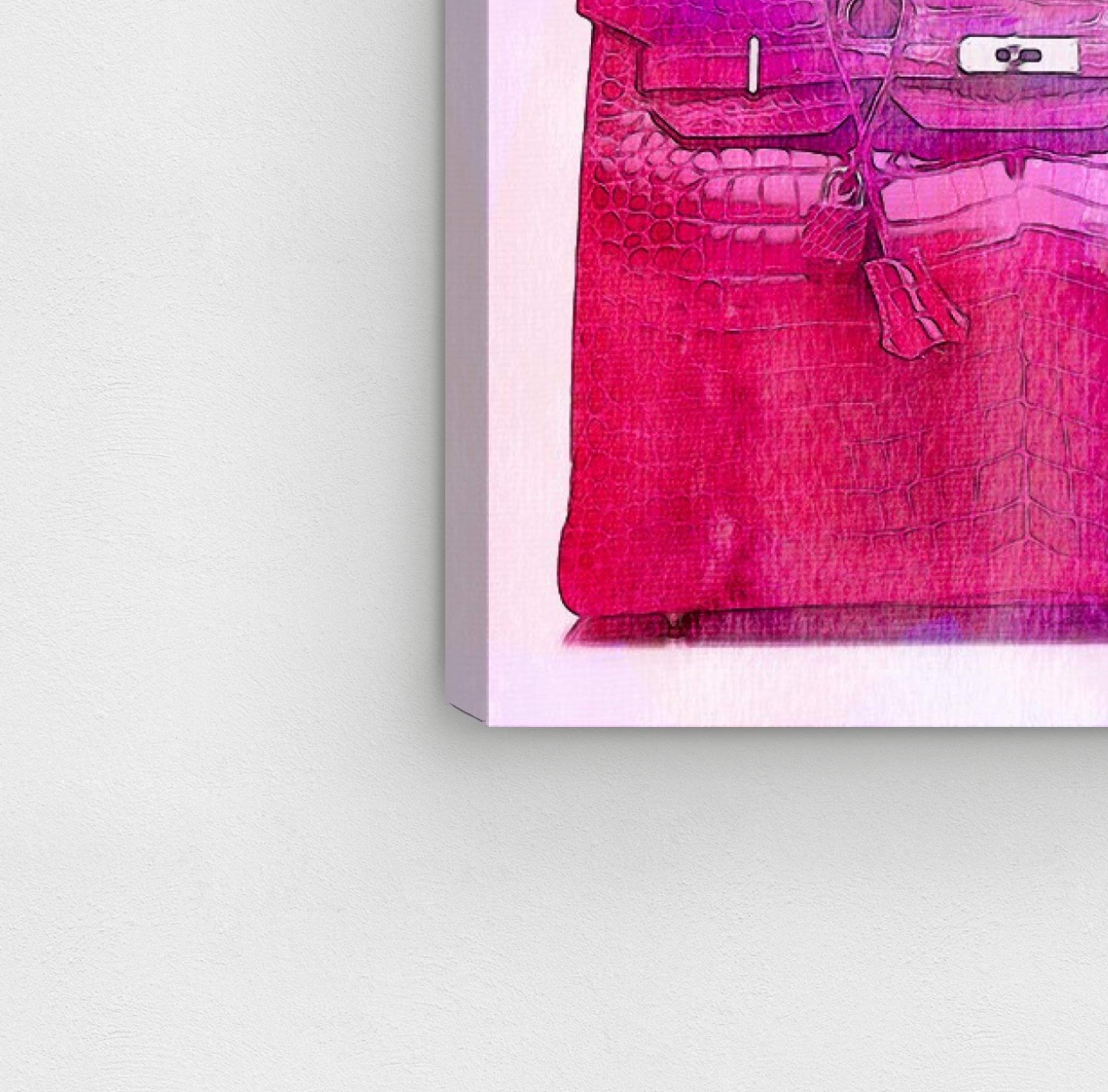 Oliver Gal Artist Co. 'Bag Games' Fashion Glam Wall Art Canvas Print - 24x24 Inch Pink & Green Home Decor for Living Room, Bedroom, or Office