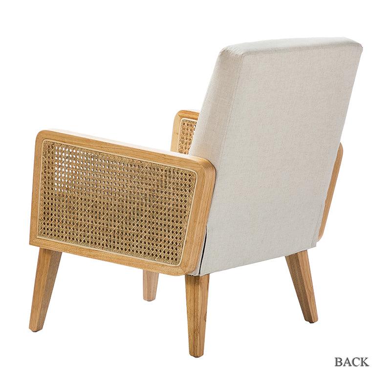 Sybil Cane Armchair - Handwoven Rattan Accent Chair with Cushion | Boho Chic Living Room, Bedroom, or Patio Furniture for Home Decor