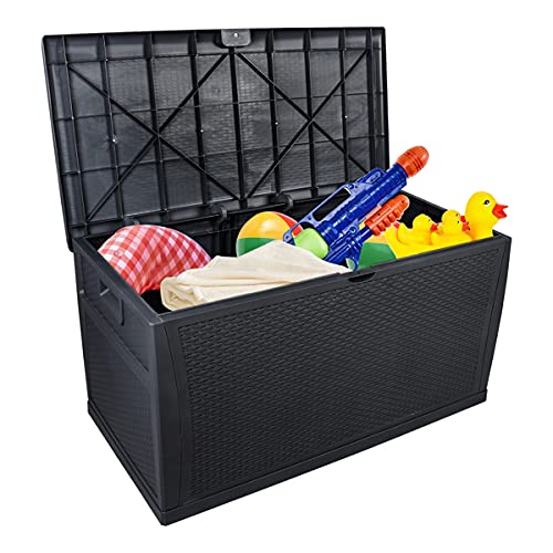 120 Gallon 460L Outdoor Plastic Storage Deck Box - Waterproof Lockable Garden Chest for Tools, Cushions & Toys | Perfect for Patio, Backyard & Poolside Organization
