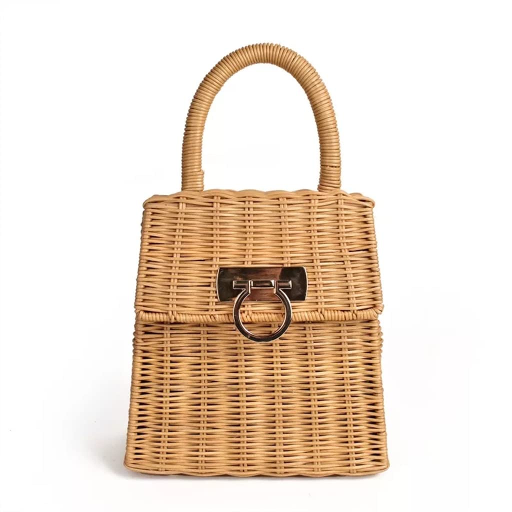 Handmade Rattan Woven Women's Handbag - Stylish Wicker Tote Purse for Summer & Beach (Brown) | Perfect for Casual Outings, Vacations & Boho Fashion