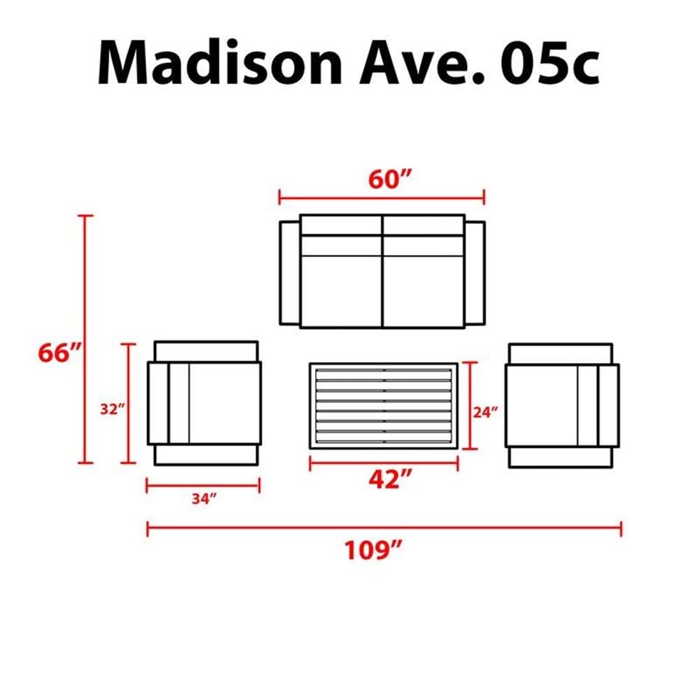 TK Classics Kathy Ireland Madison Ave. 5-Piece Aluminum Patio Furniture Set in Aruba - Outdoor Dining Set for Garden, Poolside & Backyard Relaxation