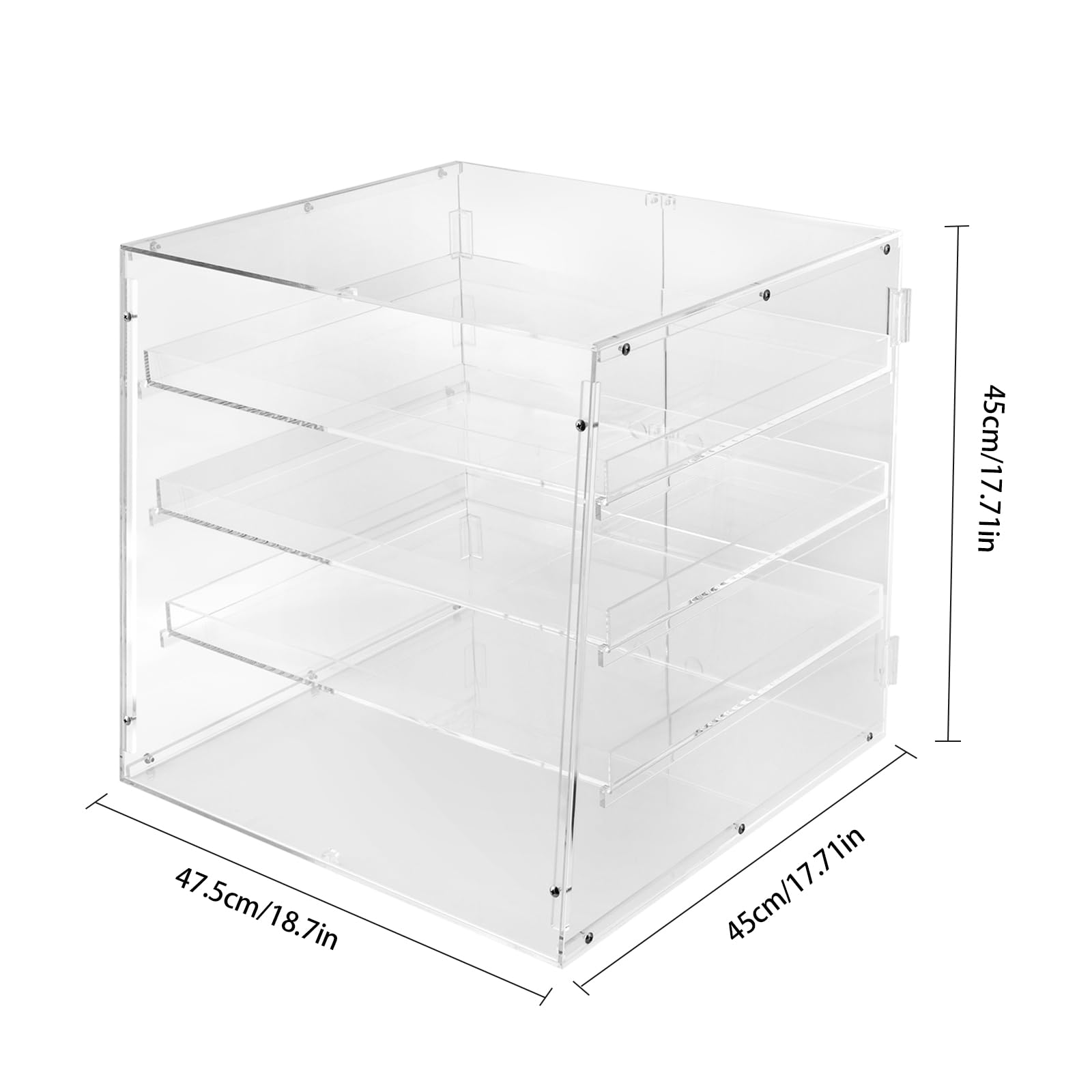 3-Tier Acrylic Pastry Display Case with Rear Doors - Clear Commercial Bakery Countertop Showcase for Baked Goods, Donuts, Bagels, Bread & Snacks - Perfect for Bakeries, Cafés, Dessert Shops & Retail Stores